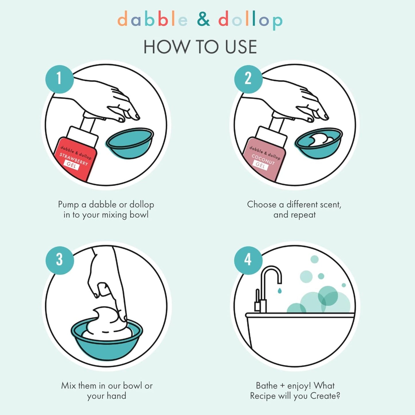 Dabble & Dollop Strawberry + Vanilla Body Wash & Shampoo – 3-in-1 Natural Bubble Bath for Kids, No Parabens or Sulfates, Vegan, Gluten-Free, Tear-Free (2-Pack)