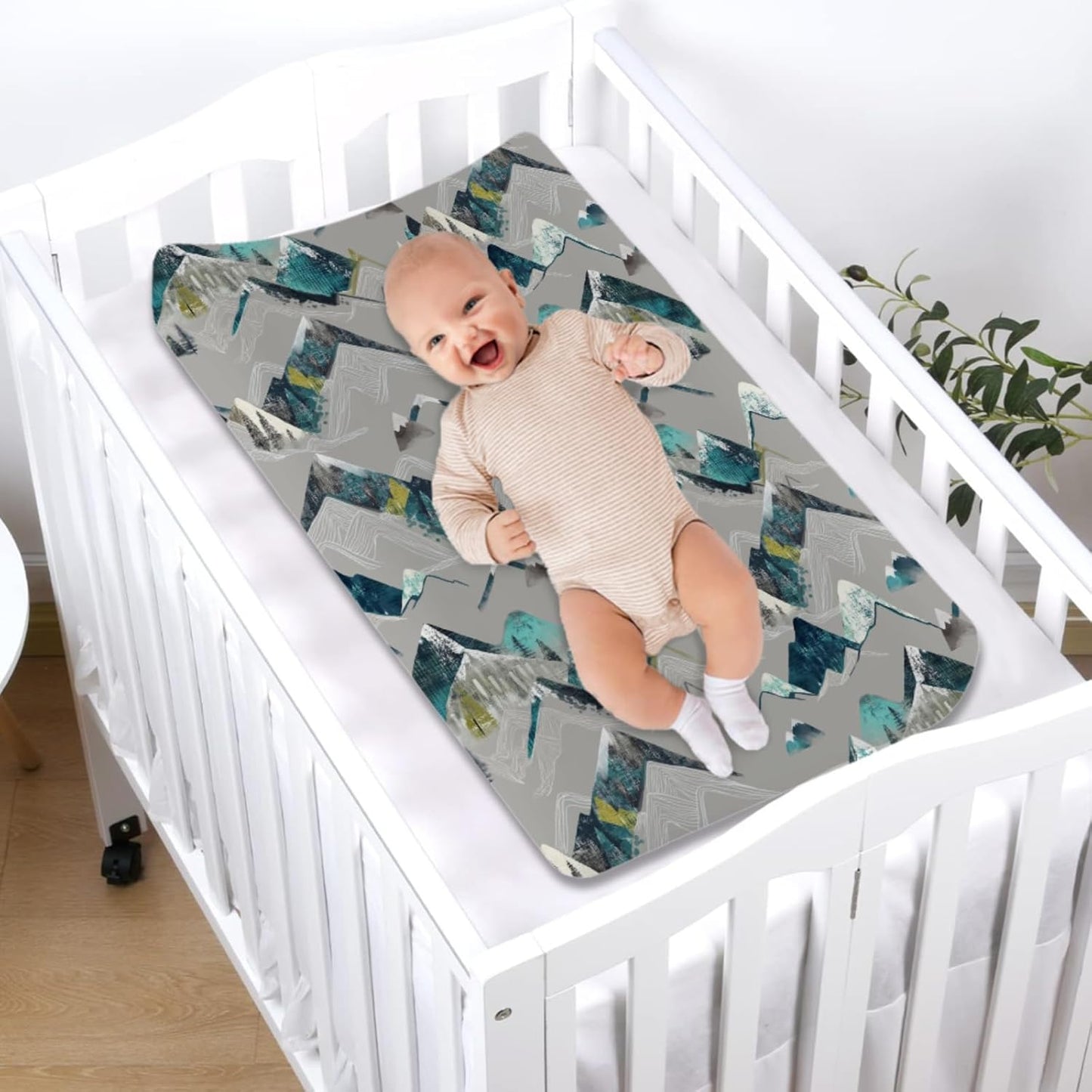 Boho Mountains Baby Changing Pad Covers for Boy Girl 32''x16'' Mountain Range Hiking Wild Fitted Diaper Change Table Mats Mountain Adventure Camping Soft Breathable Nursery Cradle & Bassinet Sheets
