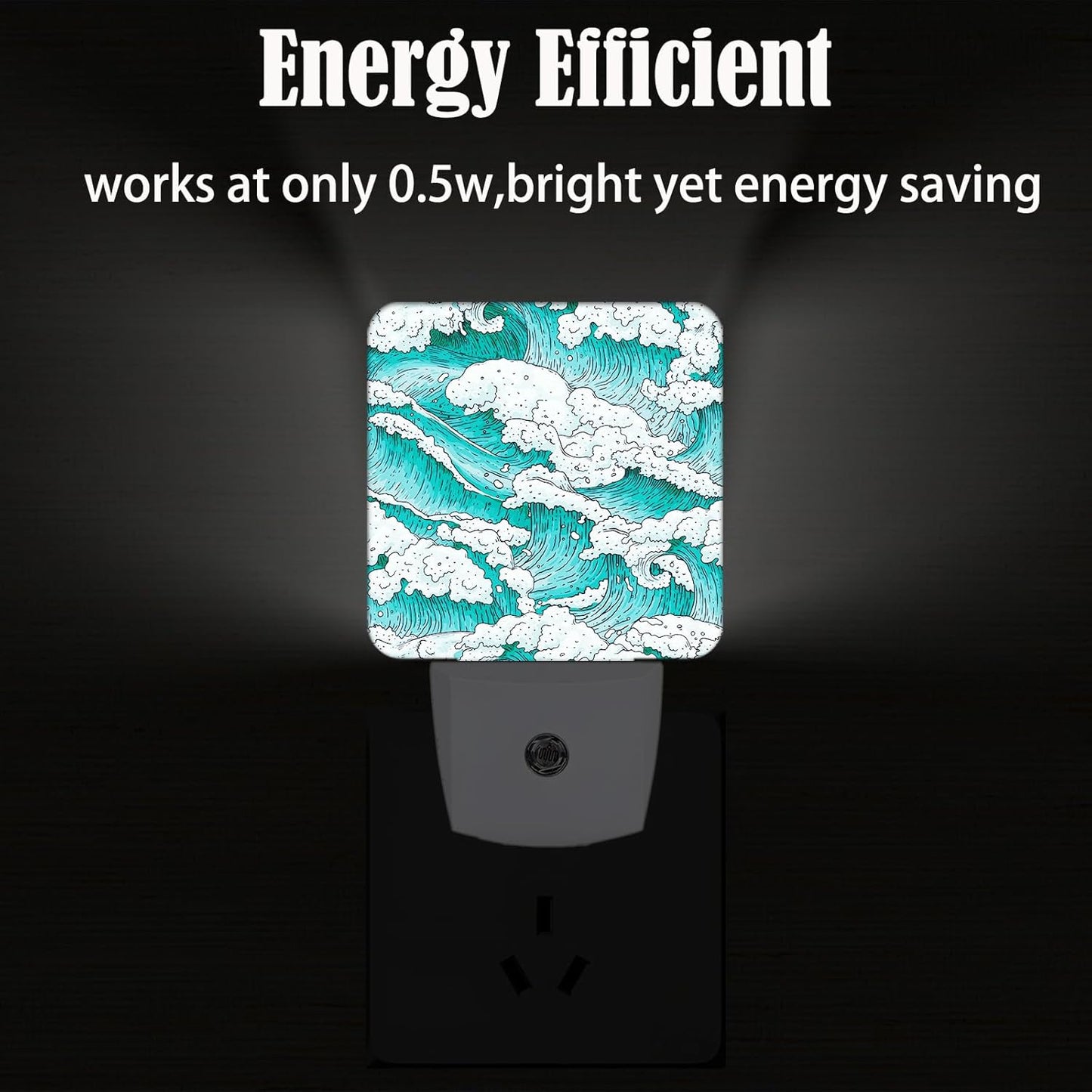 Ocean Waves Night Light,Plug-in Nightlights Auto Sensor Night Lamp Dusk to Dawn Lamp Home Decor for Nursery Children Girls Boys