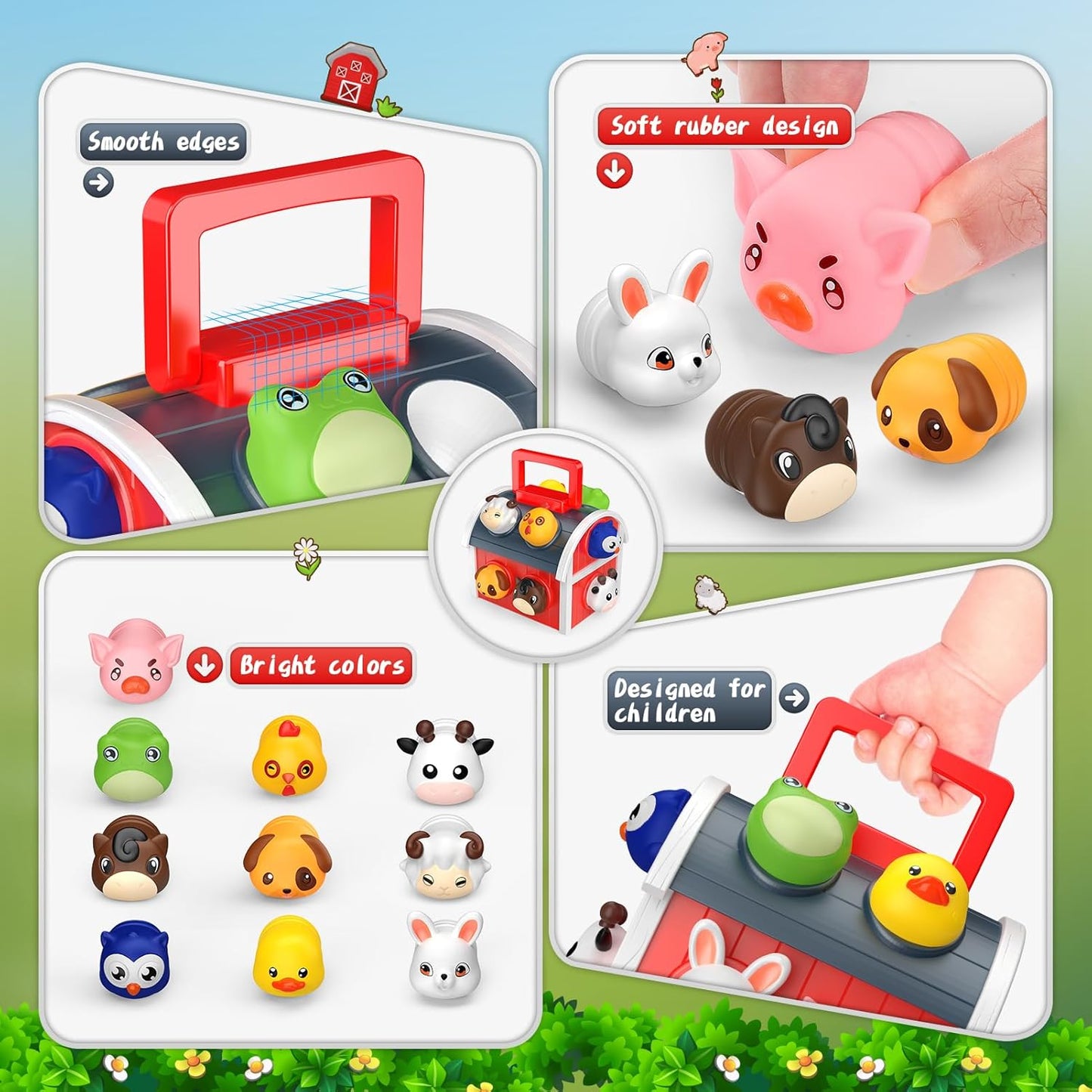 1-6 Year Old Girl Gifts, Animal Farm Montessori Toys for 1-5 Year Old Toddler Boy Toys 2-3 Farm Animals for Toddlers 1-3 Animal Toys Toddler Girl Toys Sensory Birthday Gifts for Girls