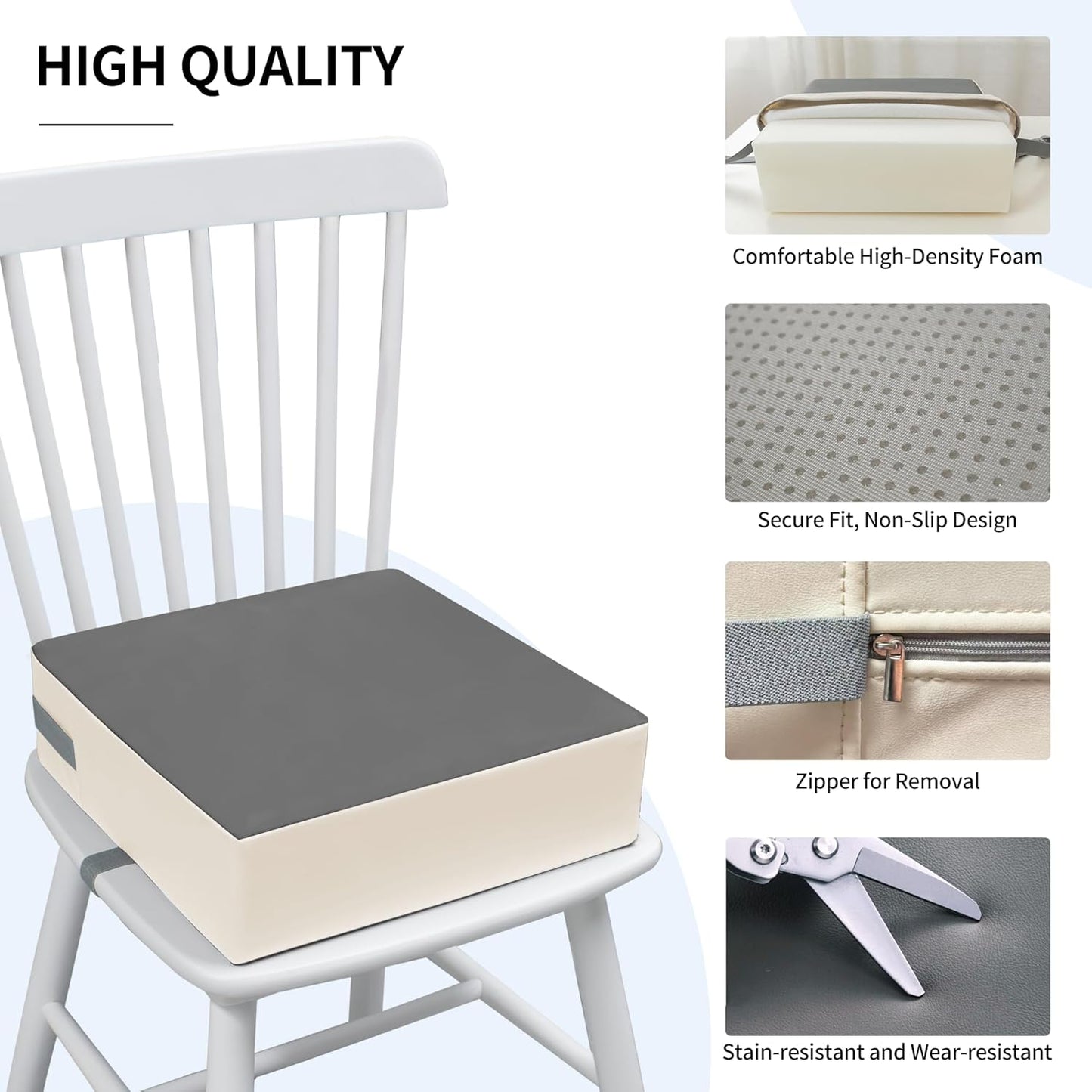 Toddler Dining Table Booster seat, PU Washable Waterproof Double seat Belt Non-Slip Bottom Booster seat for Dining Toddler, Portable Travel Increase Cushion