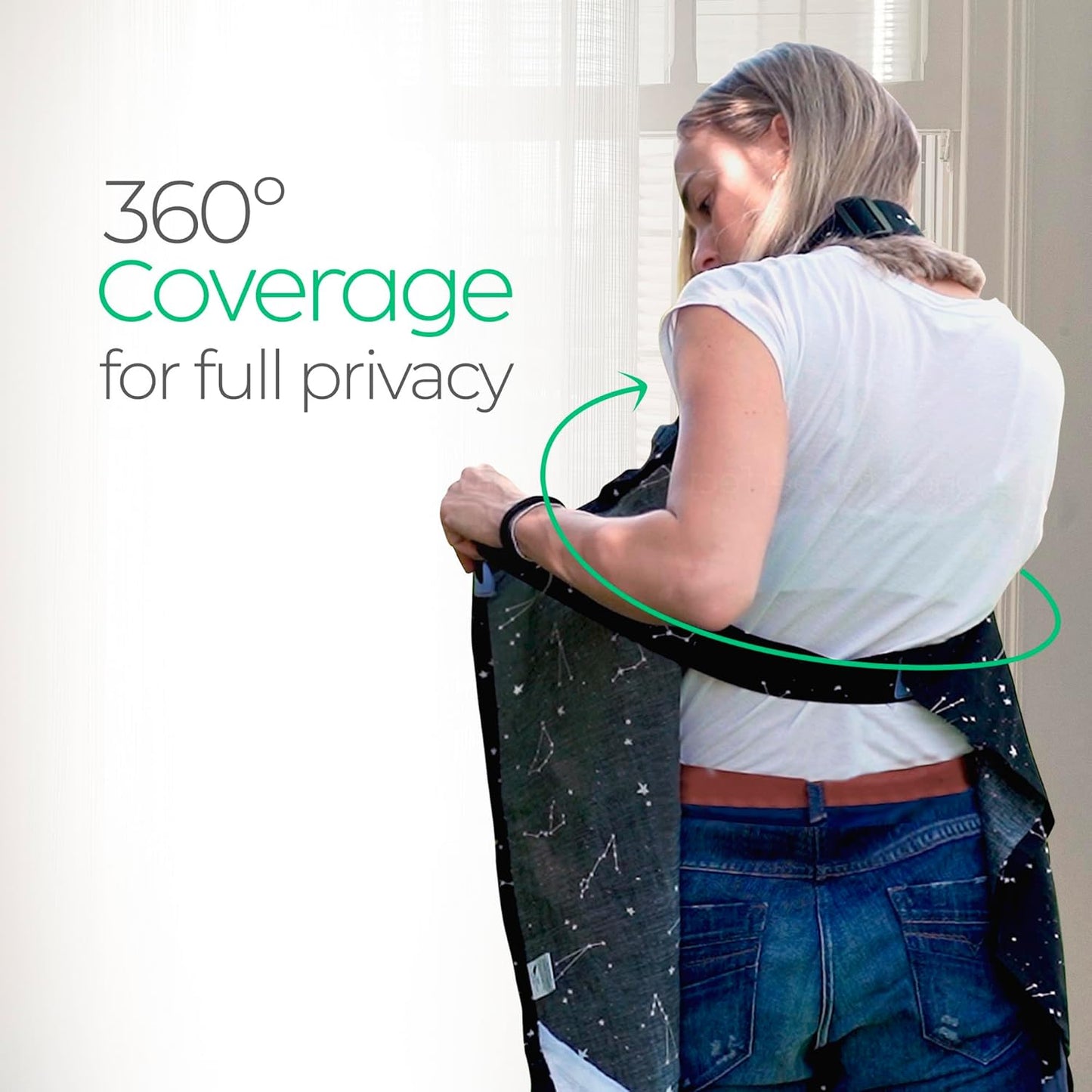 San Francisco Baby Nursing Cover – Breathable Breastfeeding Cover for Nursing, 360° Nursing Cover Up for Breastfeeding, Privacy Nursing Covers, Nursing Blanket for Breastfeeding – Premium Black