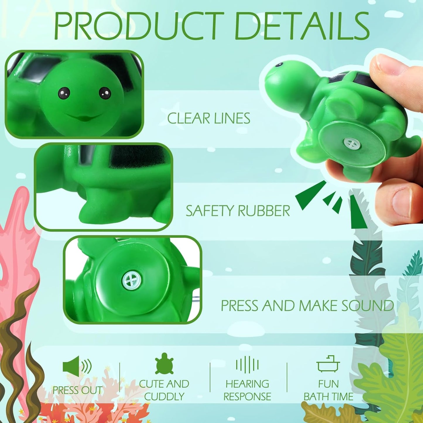 Syhood 50 Pcs Mini Rubber Turtle Bath Accessories Screaming Sound Rubber Turtles in Bulk Bathtub Turtles Squeaky Bath Turtle for Shower Birthday Party Decor (Multi Color)