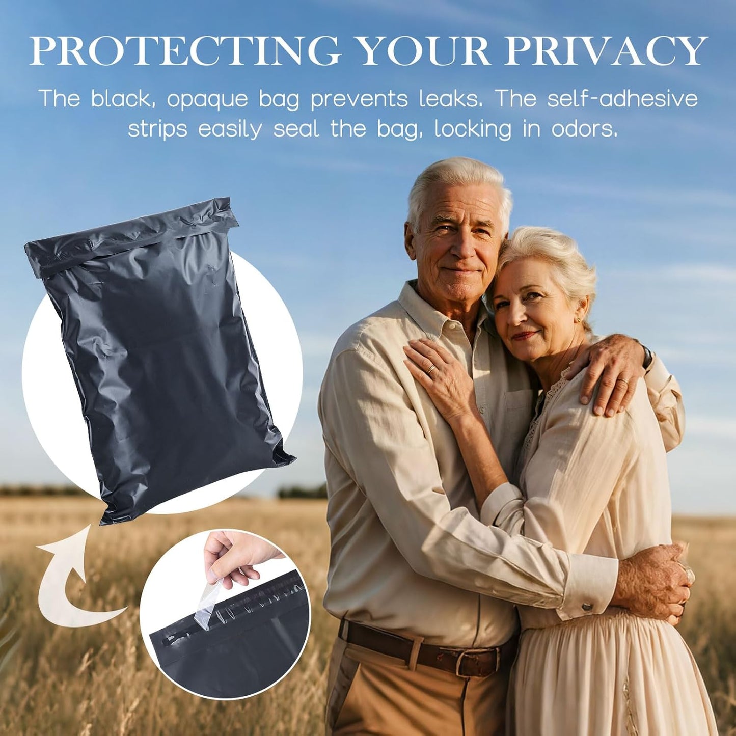 Adult Diaper Disposal Plastic Bags for Adult Catheter Bags Disposal,Self-Adhesive Strips to Seal in Odours,Waterproof and Leak-Proof,Suitable for Elderly Nappy Care at Home and Travel (200)