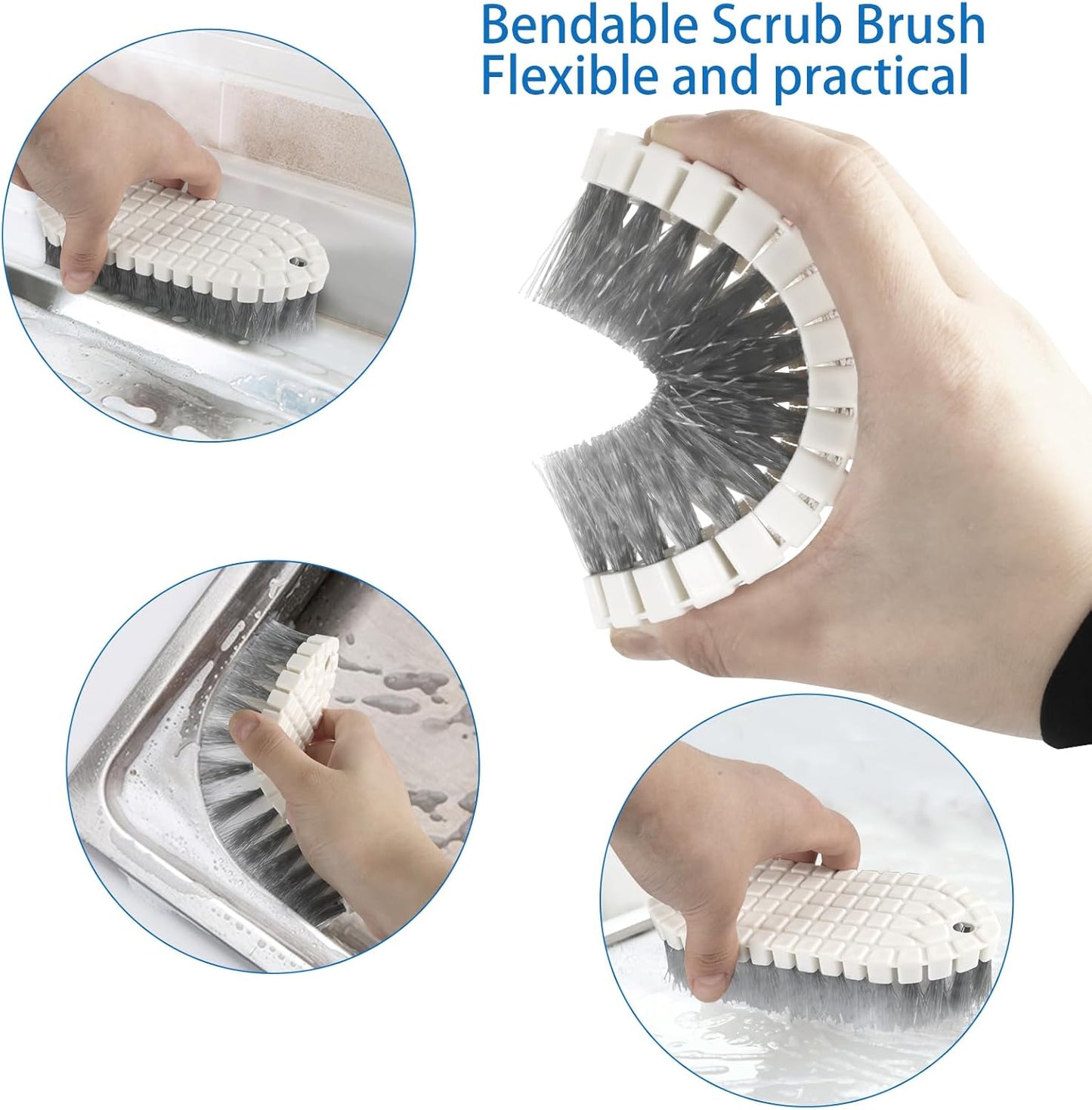 6 Pack Multipurpose Household Cleaning Brush Set, Deep Cleaning Brush Set with Grips Dish Brush, Scrub Brush, Bottle Brush, Shoe Brush, Groove Gap Brush, Keyboard Brush for Kitchen Bathroom
