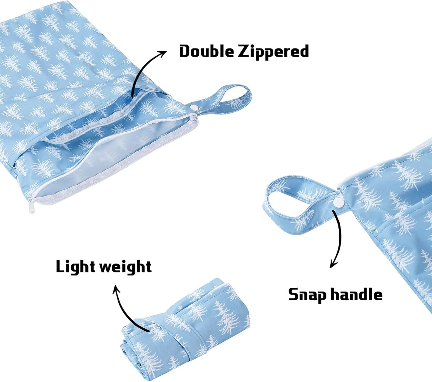 Wet Dry Bags with Two Zippered Pockets and Handle, Reusable Storage Bag for Breast Pump Parts & Baby Items, Waterproof Diaper Bags, Yoga Gym Bag for Swimsuits or Wet Clothes-2pcs, 11.8*15.75"
