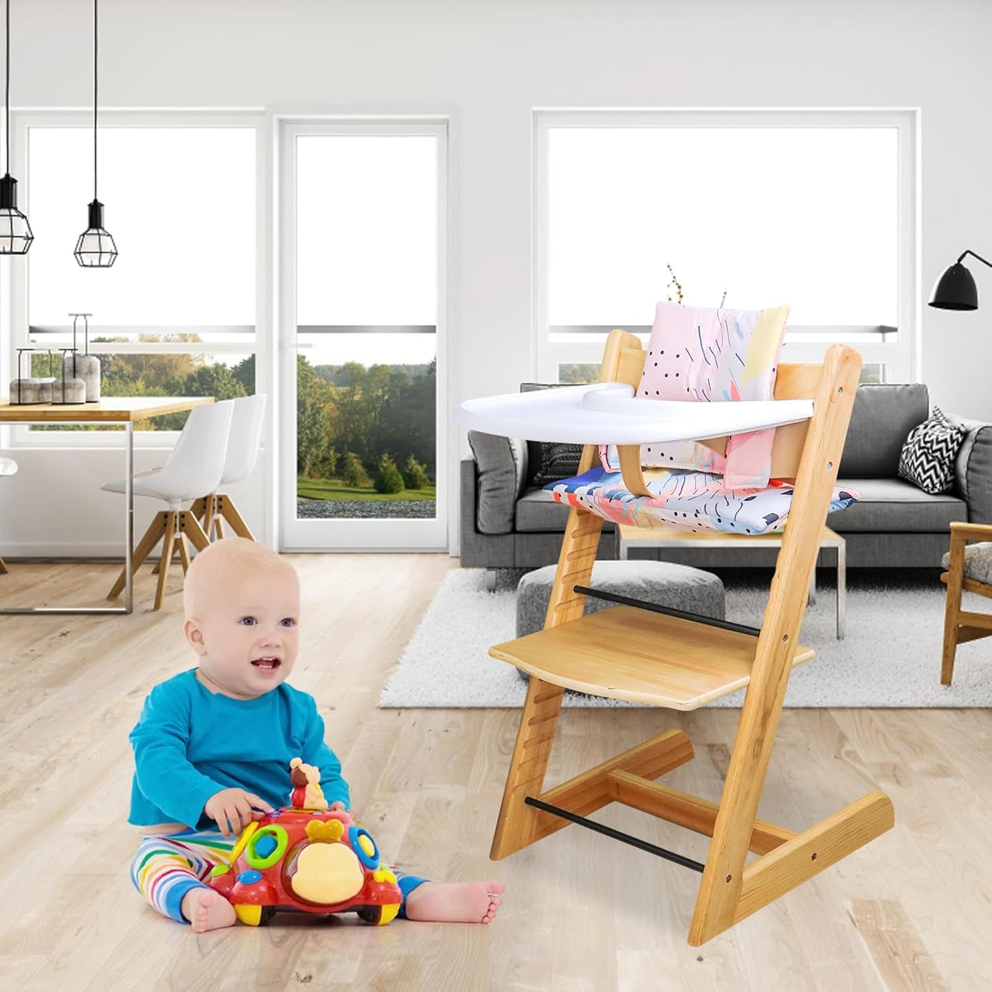 High Chair Cushion, Soft and Comfortable for Tripp Trapp High Chair Cushion, for Tripp Trapp Cushion Set Makes It Safer and More Comfortable for Baby to Sit On (Colorful Spots Pattern)