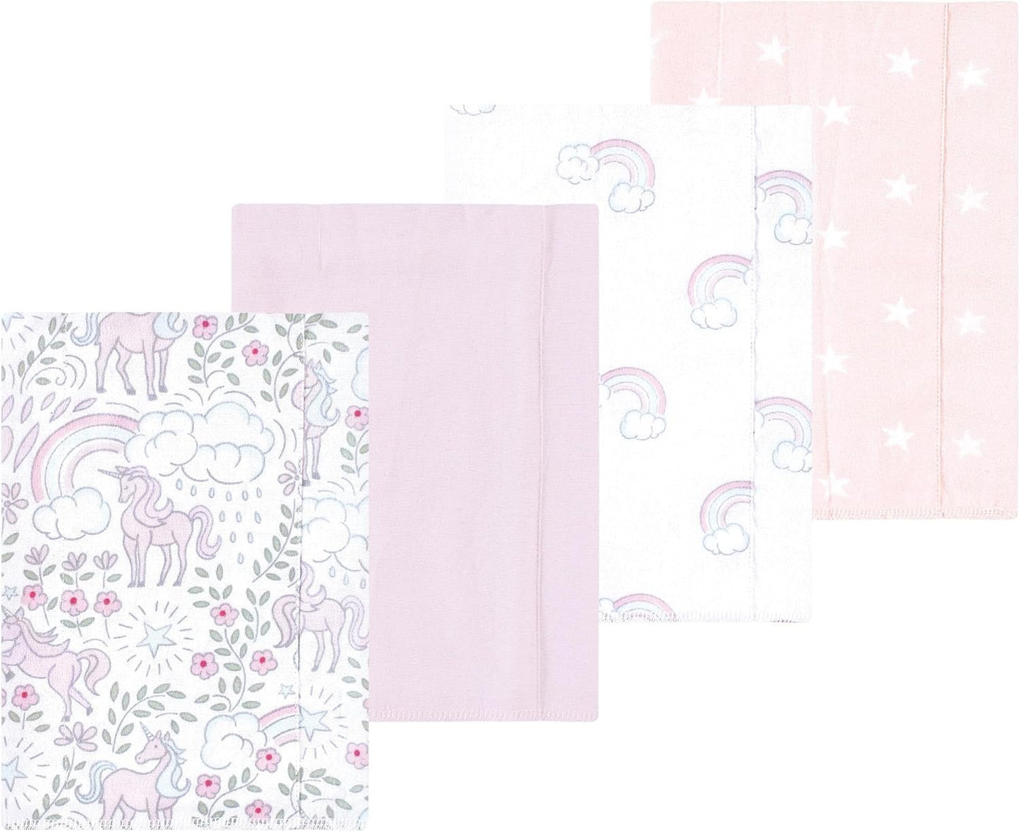 Luvable Friends Hudson Baby Flannel Burp Cloths 4pk, Magical Unicorn