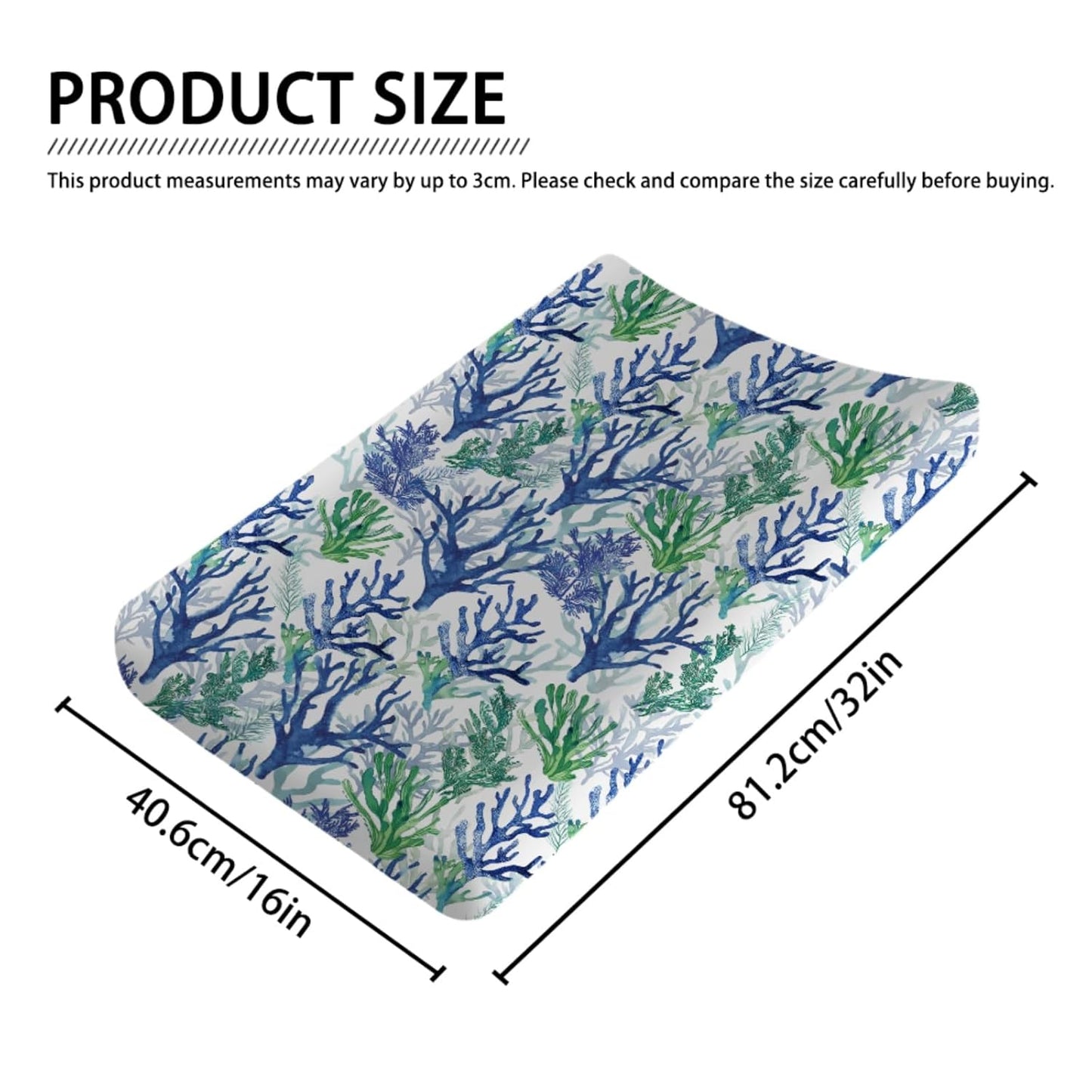 Blue Green Coral Reef Baby Changing Pad Covers for Boy Girl 32''x16'' Nautical Watercolor Coastal Fitted Diaper Change Table Sheets Beach Summer Sea Soft Breathable Nursery Baby Changing Table Mats