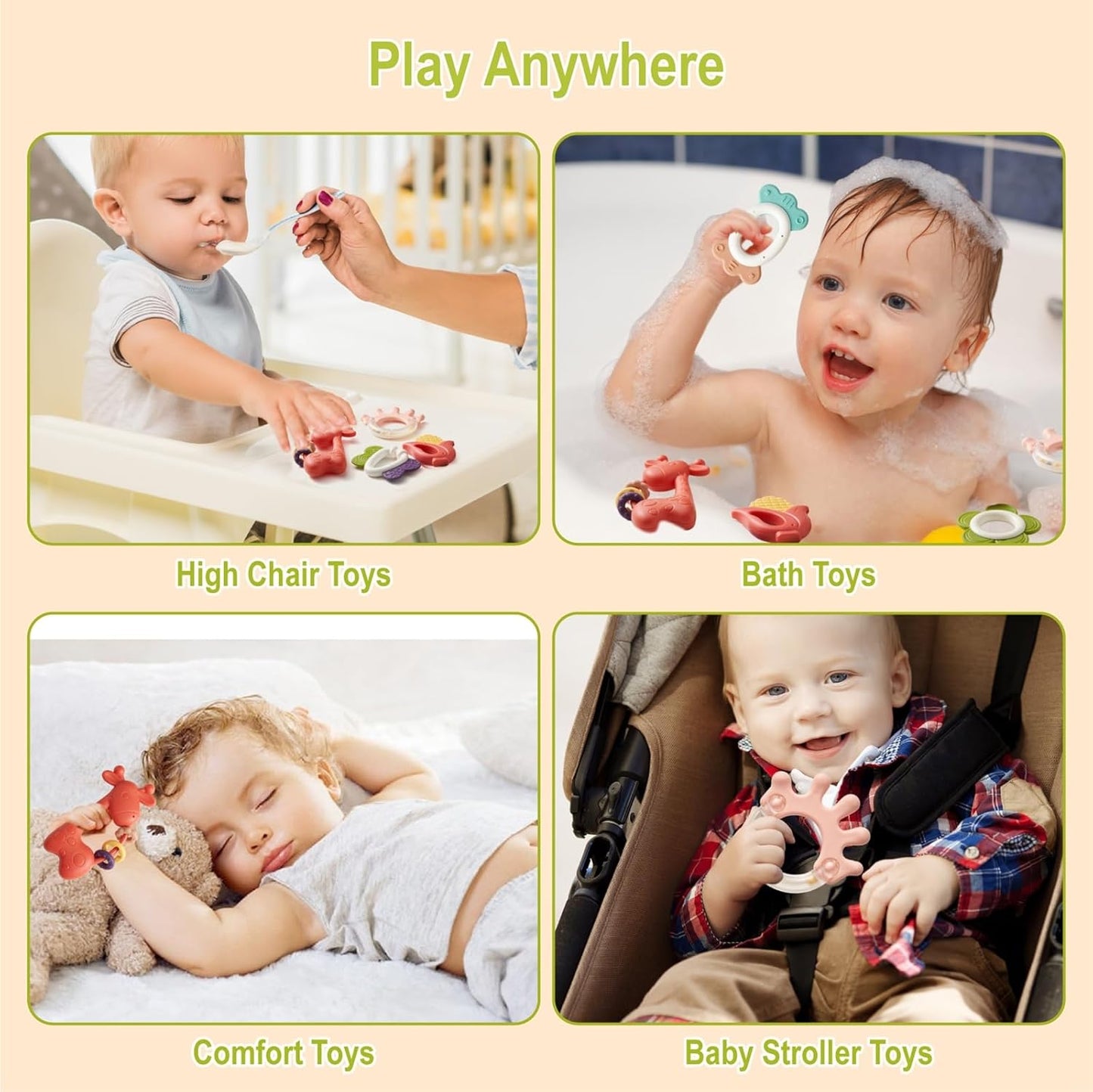 Baby Rattles TeetherToys for Babies 3-6 Months, Infant Toys 6-12 Months, Baby Gift Teething Toy