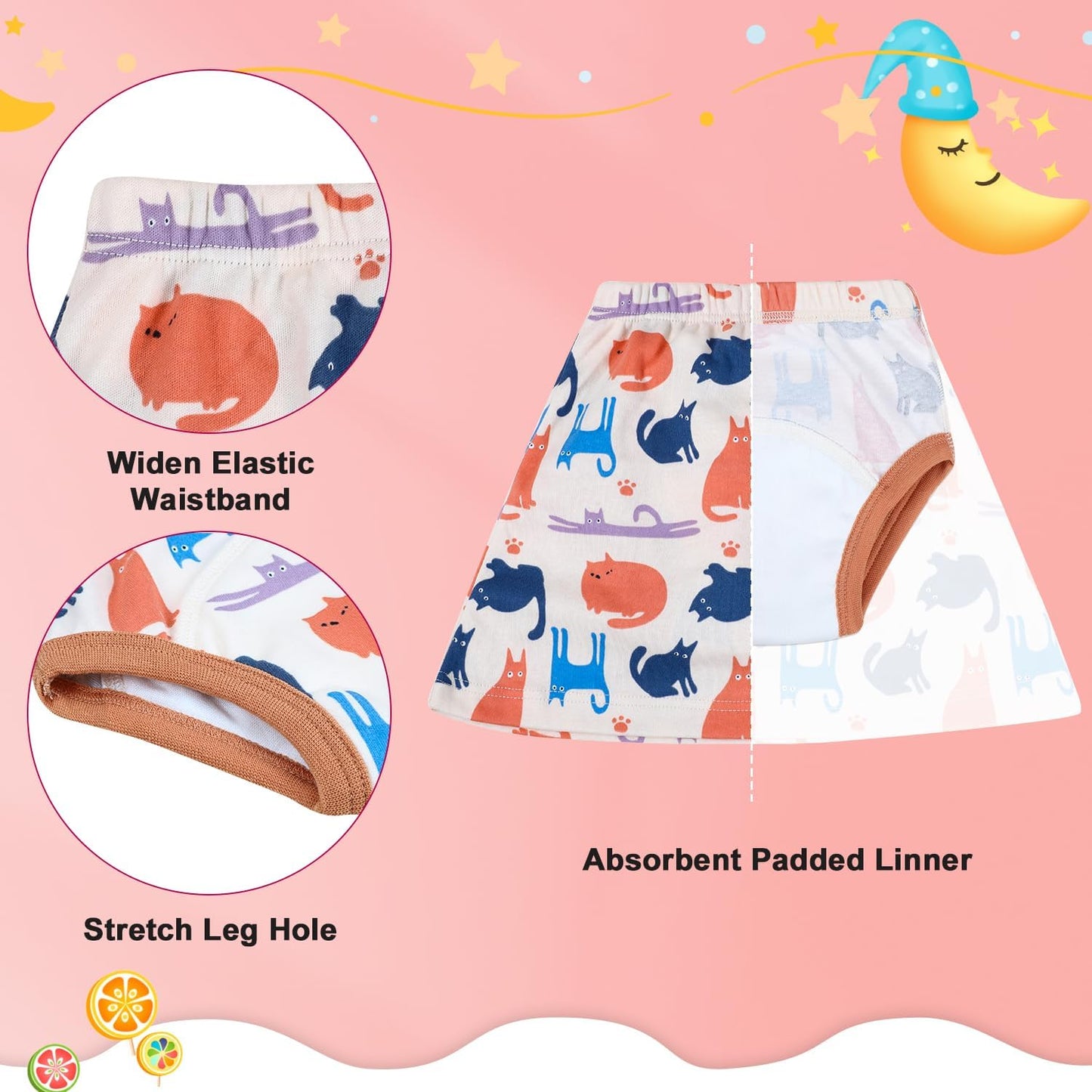 MooMoo Baby Girls Potty Training Underwear 2 Packs Cotton Diaper Skirt for Potty Training Absorbent