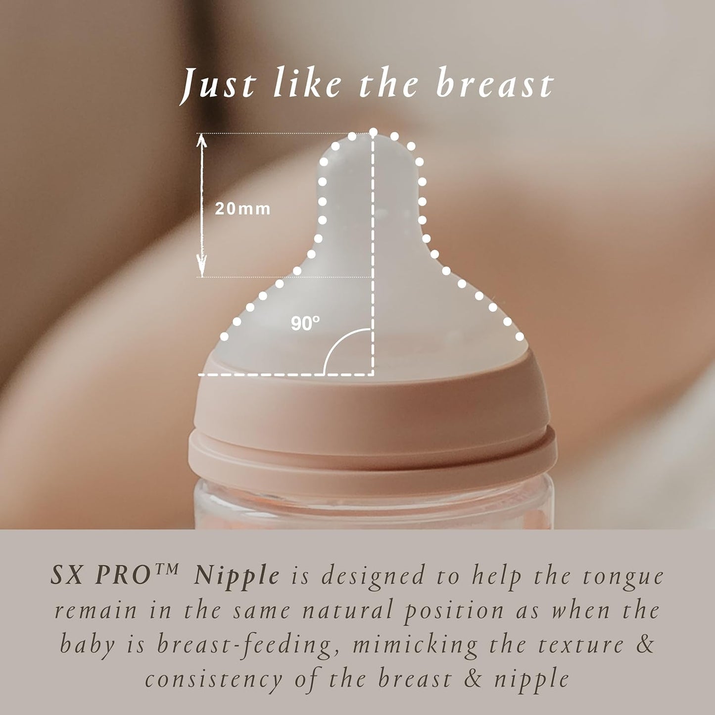 Suavinex Bonhomia Glass Baby Bottle with SX PRO Silicone Nipple, Anti Colic Baby Bottles, Baby Bottles for Breastfed Babies, Slow Flow, 0mo, 4oz, Beige