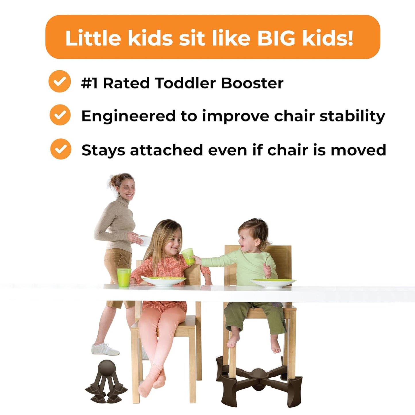 KABOOST Booster Seat for Kitchen Chair, Chocolate - Goes Under The Chair - Portable Booster for Toddlers and Grown Ups