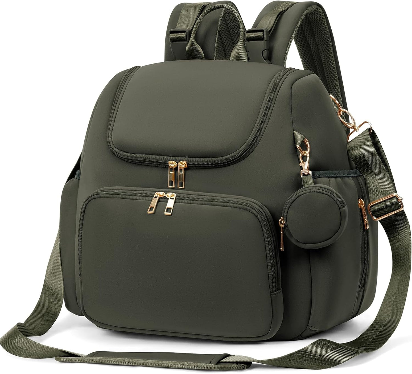 CEI-CEI Neoprene Diaper Bag Backpack Stylish Baby Maternity Bags Travel Tote for Mom with Insulated Pockets, Changing Pad, Stowable Shoulder Strap