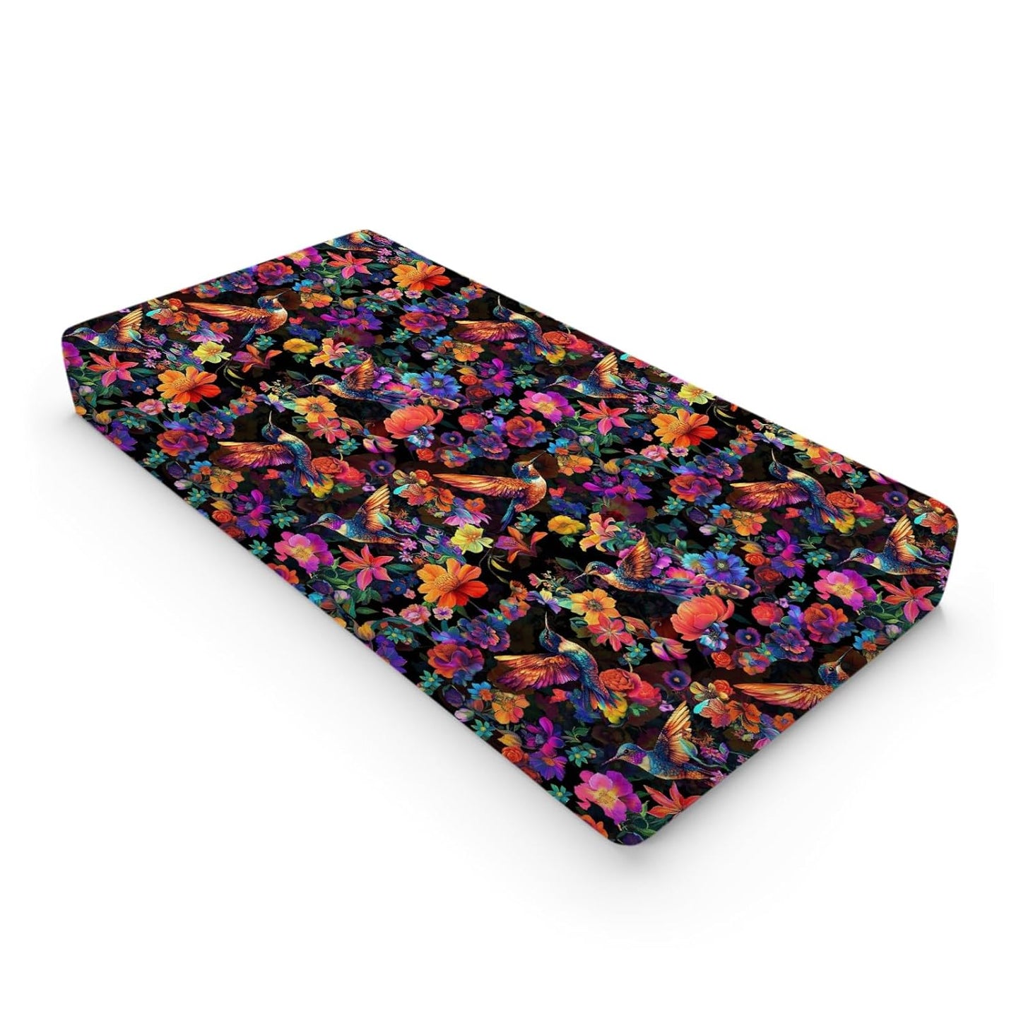 Colorful Hummingbirds Flowers Baby Changing Pad Covers Boy Girl 32''x16'' Spring Birds Blossom Garden Fitted Diaper Change Table Mats Animals Floral Soft Breathable Nursery Cradle & Bassinet Sheets