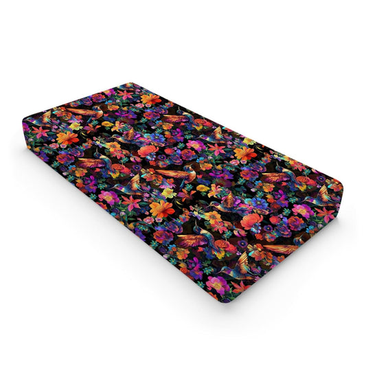 Colorful Hummingbirds Flowers Baby Changing Pad Covers Boy Girl 32''x16'' Spring Birds Blossom Garden Fitted Diaper Change Table Mats Animals Floral Soft Breathable Nursery Cradle & Bassinet Sheets