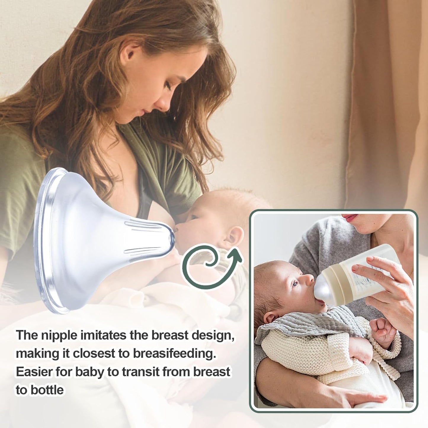 Bottle Nipples Compatible with Spectra with Baby Safe Soft Silicone,Slow Flow Nipples for Bottles Compatible with Spectra,Level 1,Size S,0-3Month,2PCS