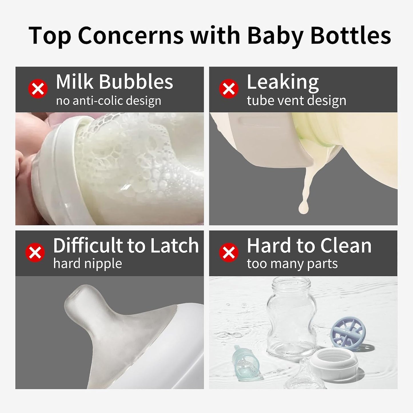 Thyseed Glass Natural Anti-Colic Baby Bottles | Newborn Breast Like Nursing Bottle for Breastfed Babies with Nipple(3-7 Months),8oz,1pack