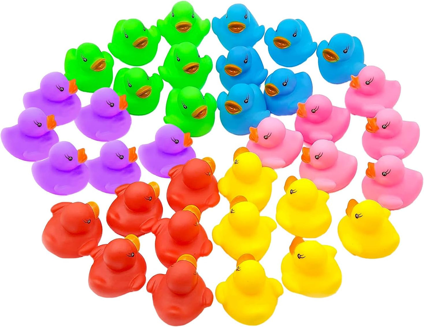 The Dreidel Company Classic Rubber Duck Toy Duckies for Kids, Six Solid Colors, Bath Birthday Gifts Baby Showers Classroom Summer Beach and Pool Activity, 2" (100-Pack)