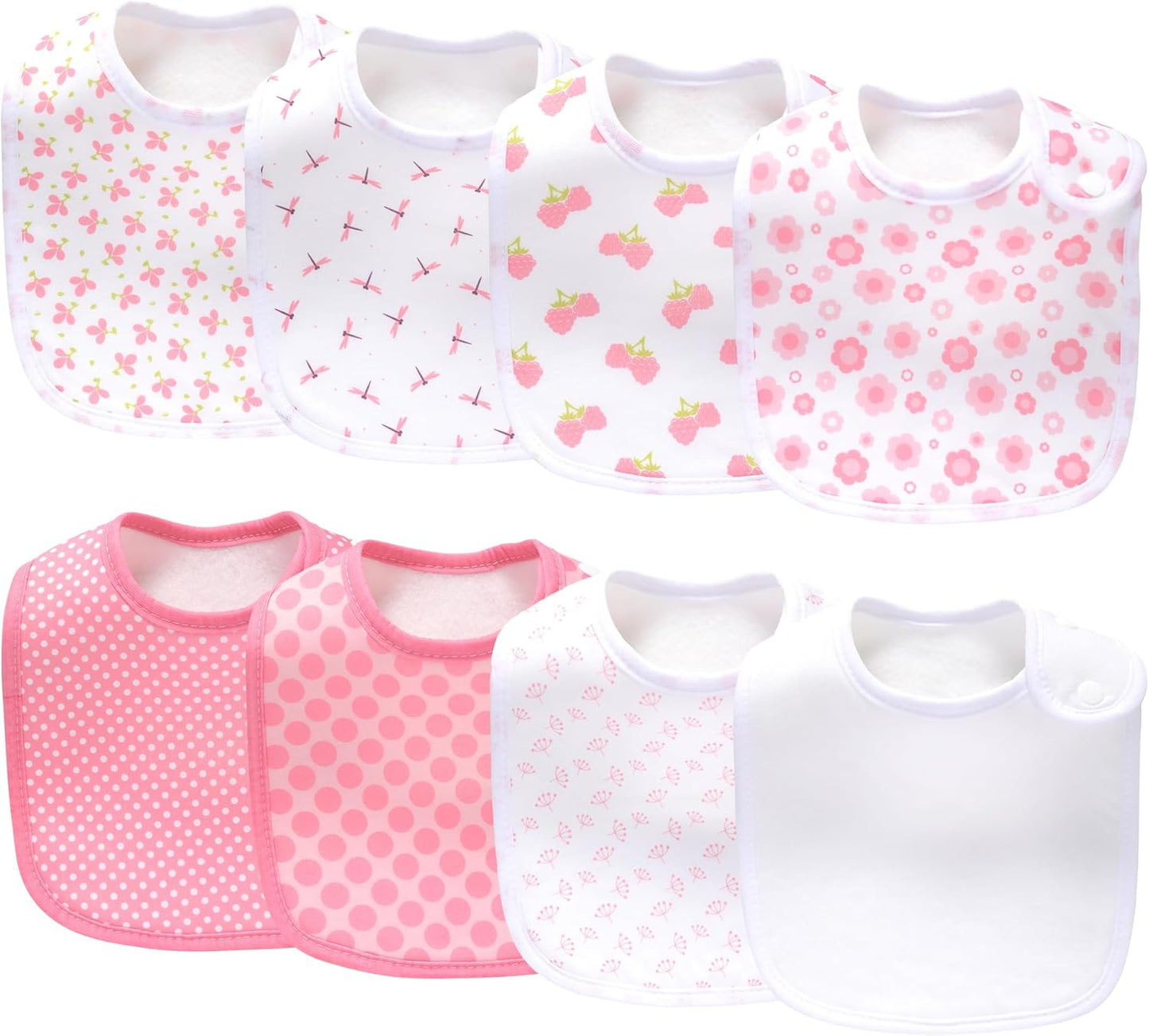 8 Pack Baby Bibs Unisex Adjustable with Snaps Ultra Soft Absorbent Drooling Teething for Boys and Girls