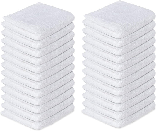 Softolle 100% Cotton Washcloths 24 Pack (12x12 Inches) Soft, Highly Absorbent Washcloth, Face Towels, Wash Cloths for Face, Ring Spun, Bulk Pack (Black/White)