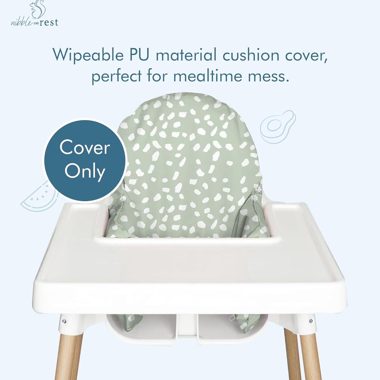 Nibble and Rest Highchair Insert Cover, Compatible for IKEA Antilop Highchair, High Chair Accessories Stain-Proof and Wipeable Insert Cover (Cushion NOT Included)(Sagedots)