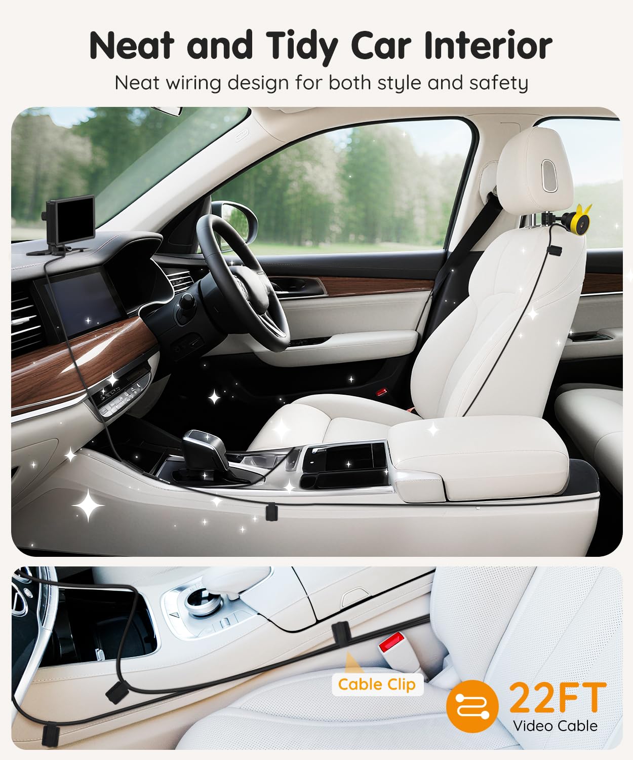 Babyvue BV3 PRO Baby Car Camera for 2 Kids - 7.2" Large HD Display Dual Channel Baby Monitor, 1080P IR Night Vision Car Seat Camera, Easy Install Rear-Facing View – Ideal for Kids and Pet Safety