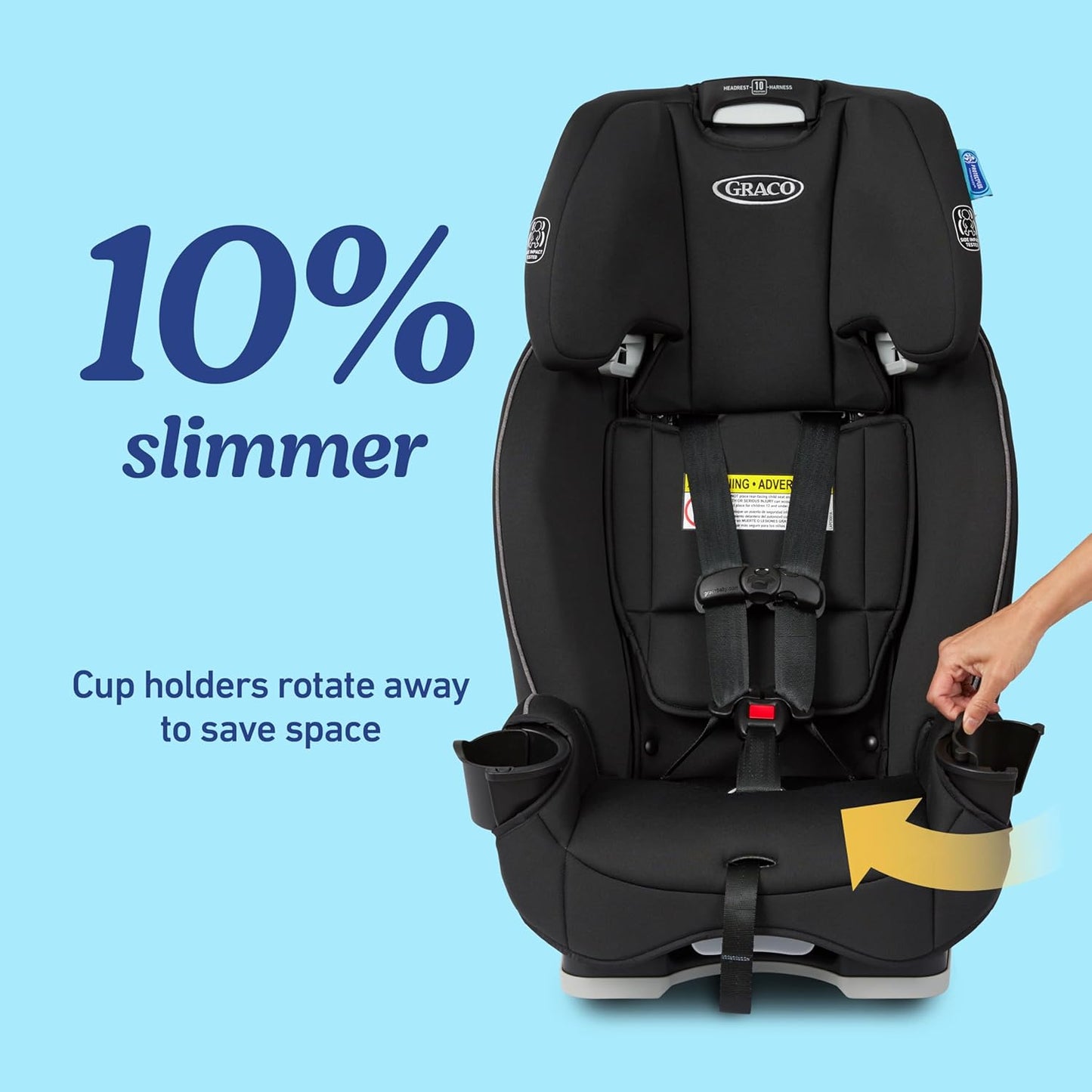 Graco Slimfit 3-in-1 Convertible Car Seat, Ultra-Space-Saving Design, Silas, Suitable for Rear and Forward-Facing, Highback Booster Seat with 10-Position Headrest