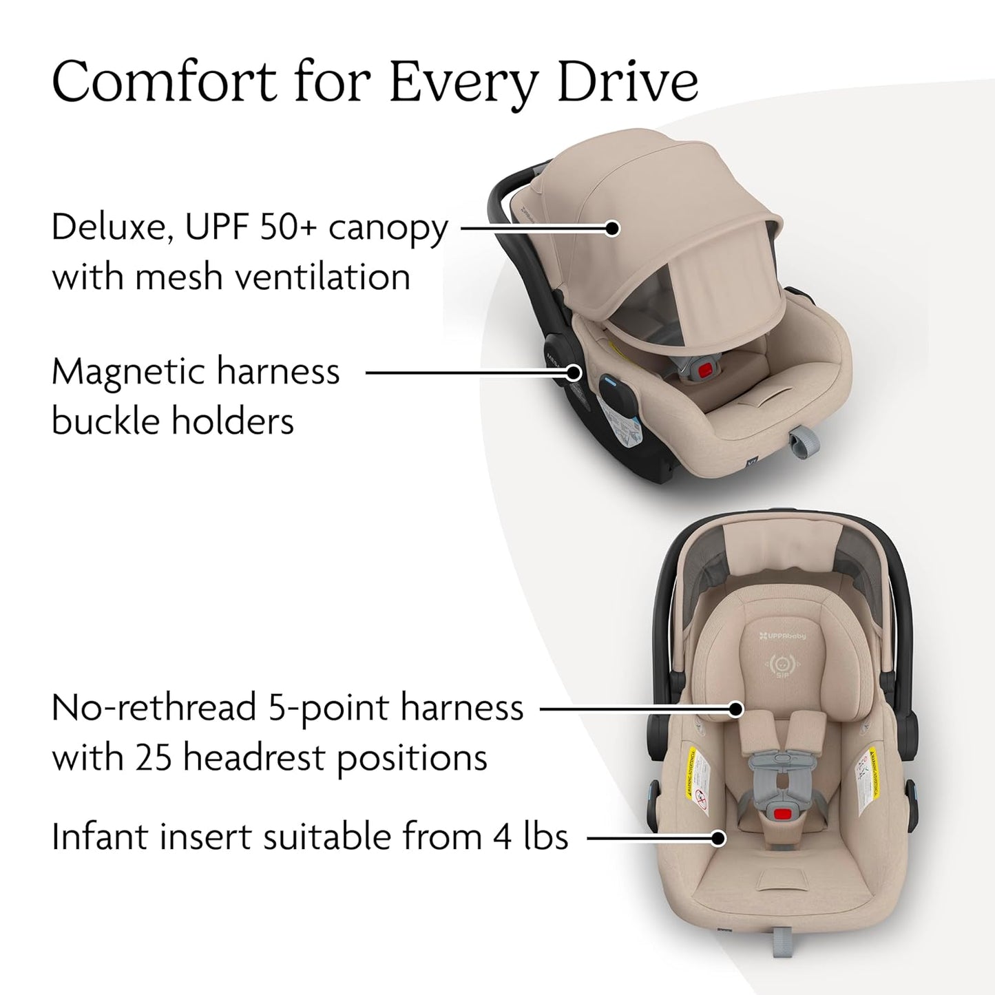 UPPAbaby Mesa V3 Infant Car Seat - Easy Installation + SmartSecure Technology - Attaches to Stroller | Base + Infant Insert Included - Declan (Oat Mélange)