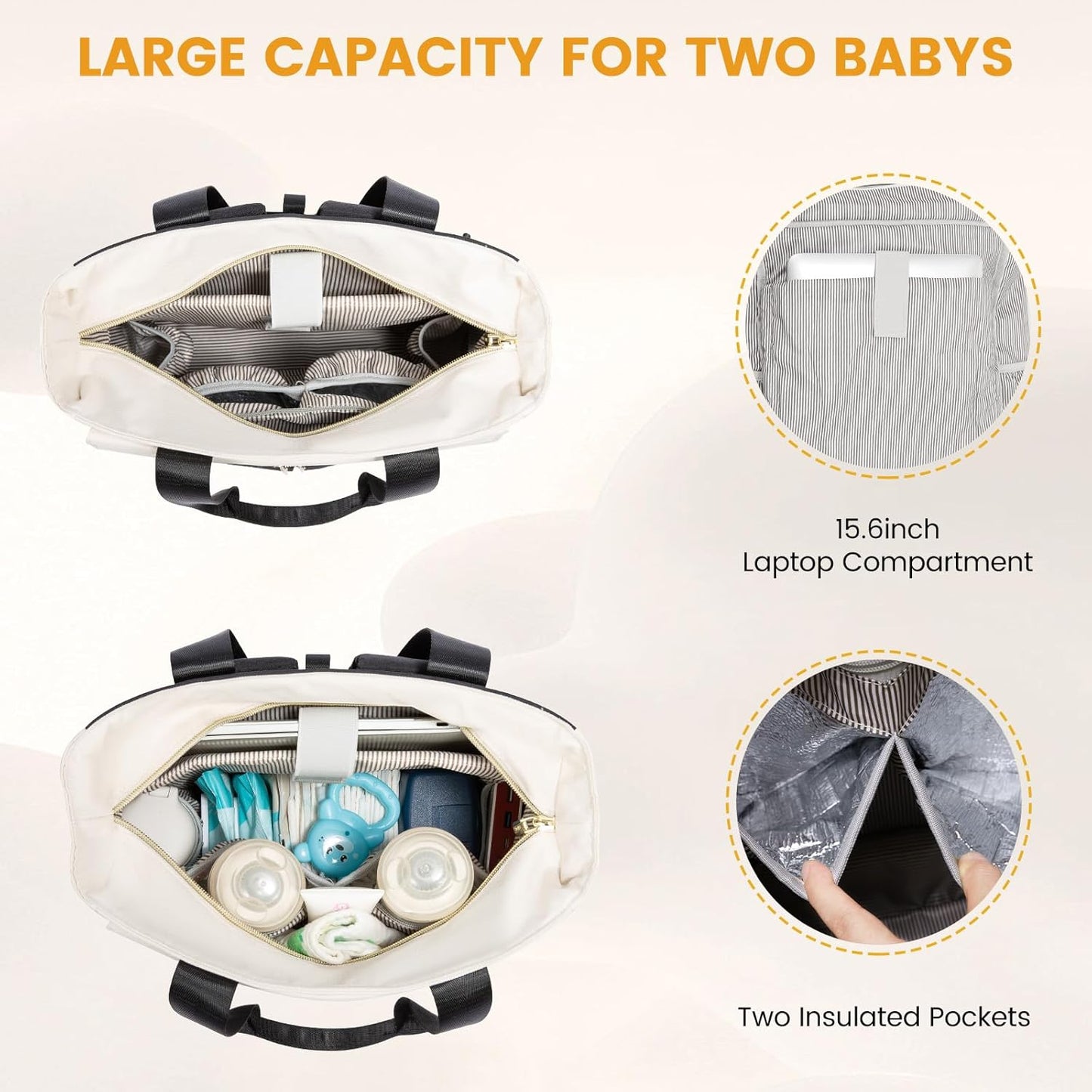 LOVEVOOK Diaper Bag Backpack with Insulated Pockets, Changing Pad, Pacifier Case - Anti-Theft Travel Bag for Women