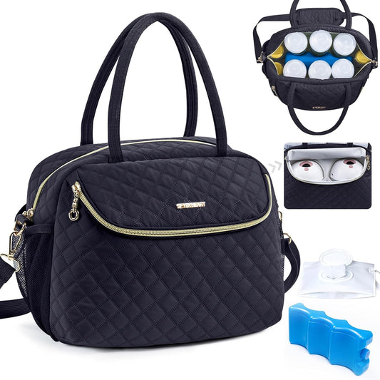 Breastmilk Cooler Travel Bag with 2pcs Wipes Dispensers and Ice Pack -Baby Bottle Cooler Bag for 6 Baby Bottles Up to 9 Ounce - Breast Pump Bag, Breastmilk Storage Bag, Bottle bag for Daycare