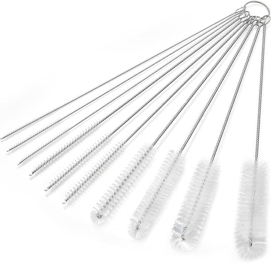 CiaraQ Bottle Cleaning Brushes, 9.8 Inch Nylon Tube Brush Set, Cleaner for Narrow Neck Bottles Cups with Hook, Set of 10pcs