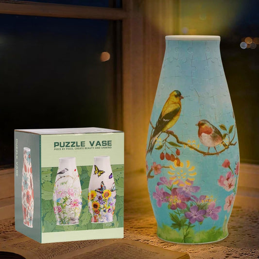 3D Puzzle Vase for Adults, 3D Puzzle Vases for Flowers, 152 Pcs 3D Puzzles Art Vase for Kids Ages 8-13, Cute Unique Flower Vases Decoration with Night Light, Crafts for Adults(Bird)