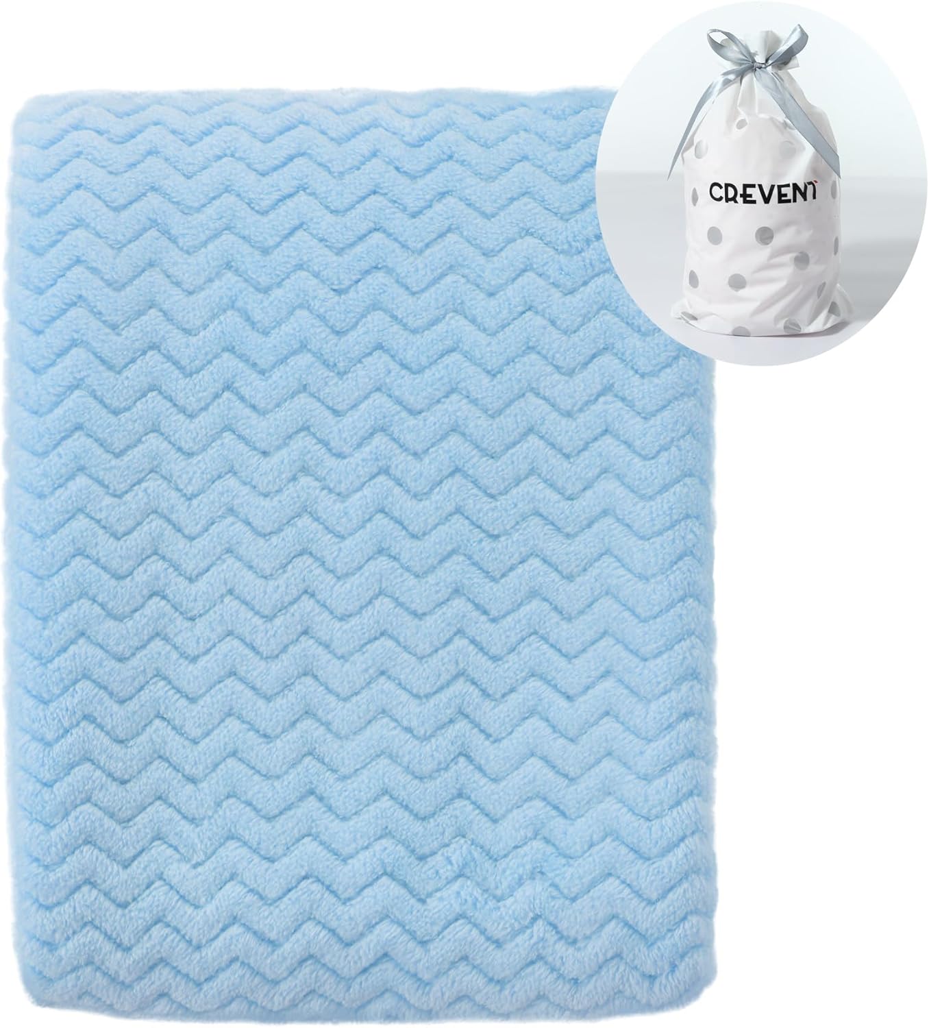 CREVENT 30''X40'' Soft Cozy Warm Baby Blankets for Boys Girls Solid Color - All Season Use - Newborn Essentials (Wave Blue)