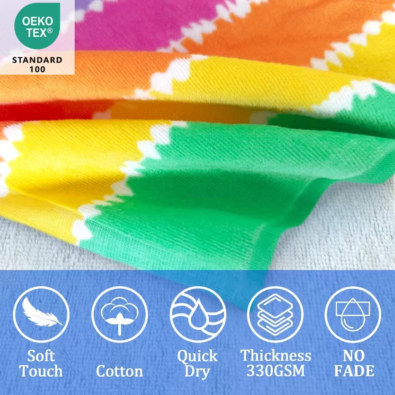 VOOVA & MOVAS Kids Bath Towel with Hood (3-10Years), Quick Dry Absorbent Lightweight Towel Wrap for Pool | Swim | Bath, Color Stripe