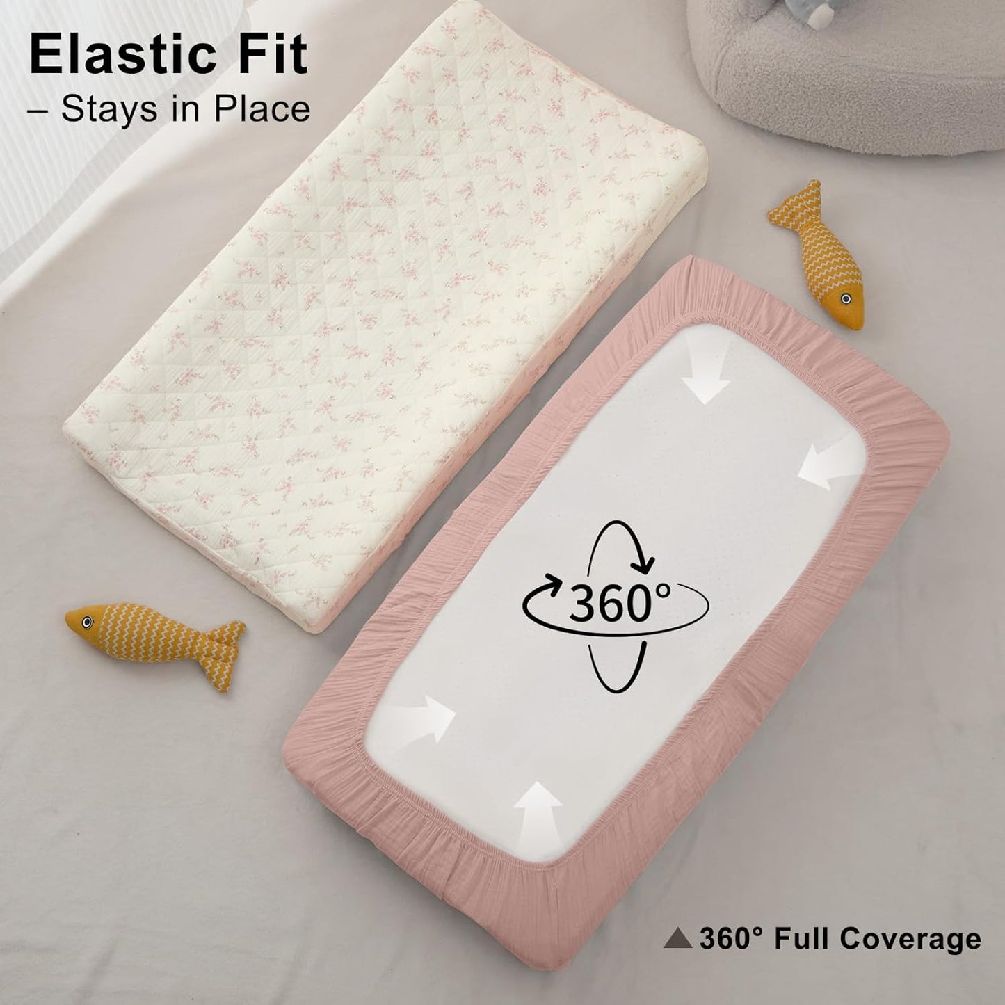 Unicorn Castle Waterproof Changing Pad Cover Muslin Changing Table Pad Cover 2 Pack Quilting for 32"x16" Baby Changing Pad Sheets Girls Boys,Pink Florals