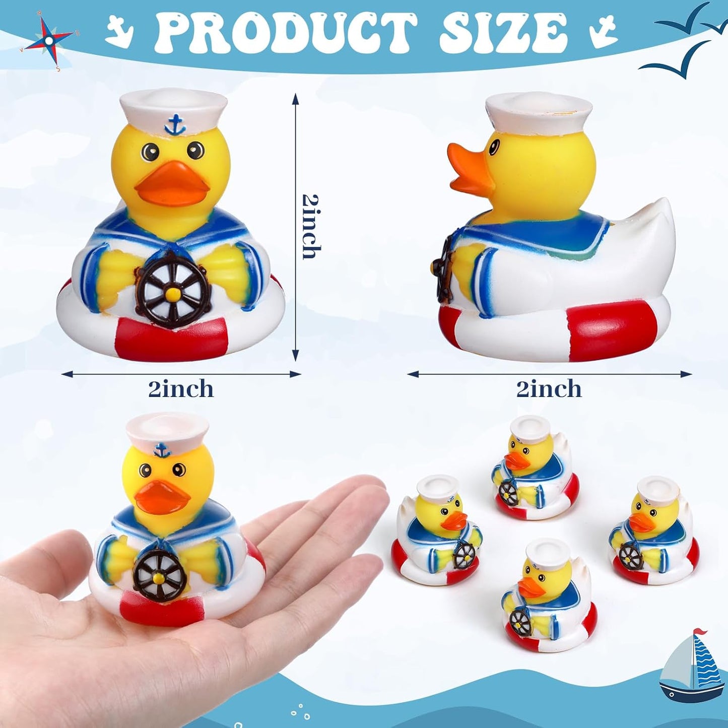 Jerify 12 Packs Cruise Ships Rubber Ducks 2 Inch Nautical Rubber Cruise Ducks Bulk Sailing Ship Toy for Carnival Party Gift Classroom Incentives Bath Tube Pool Toy
