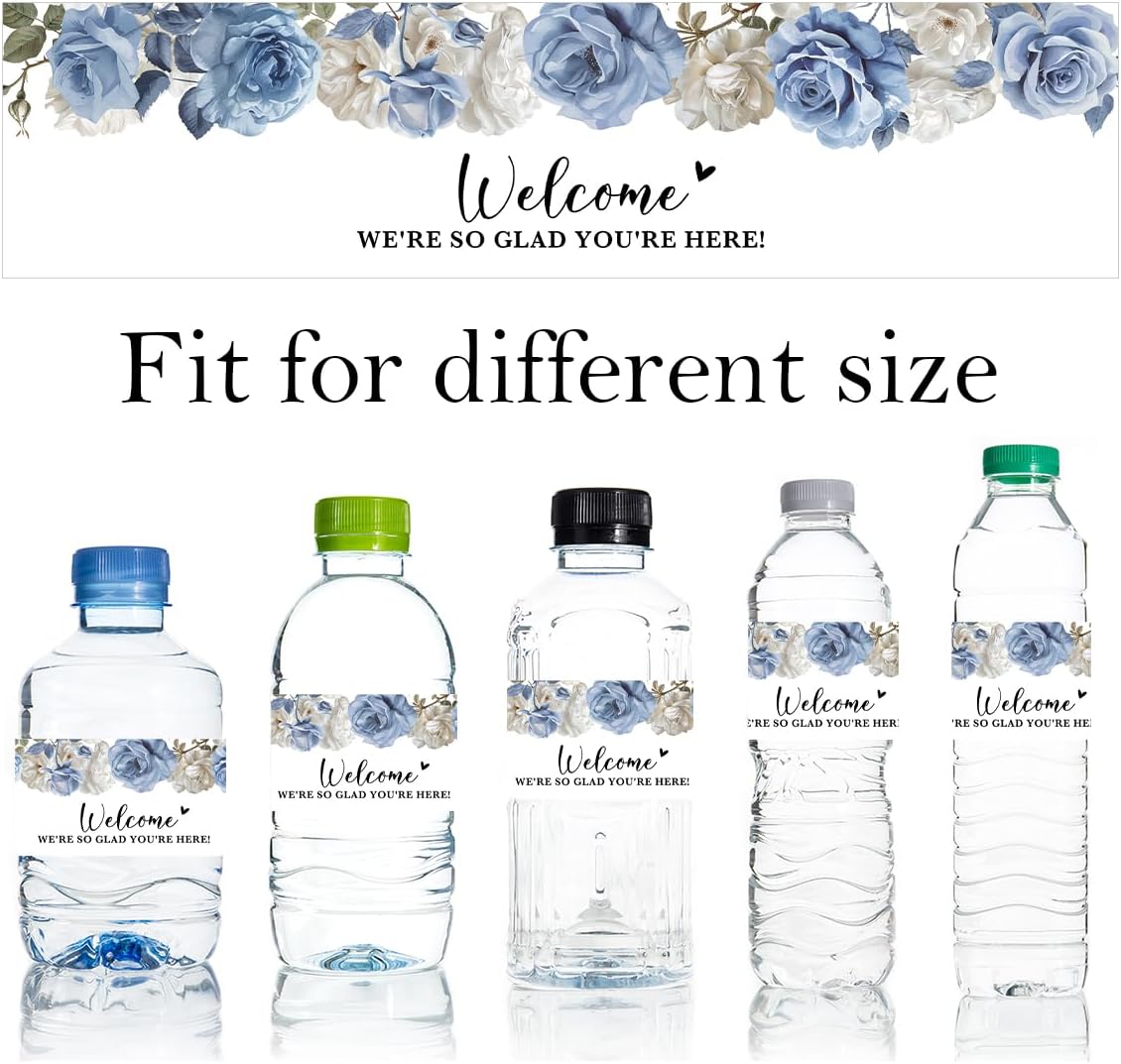 100PCS Wedding Water Bottle Labels Waterproof Greenery Floral Wraps Sticker for Water Bottle Baby Shower Bottle Label for Bridal Shower Party Welcome A06