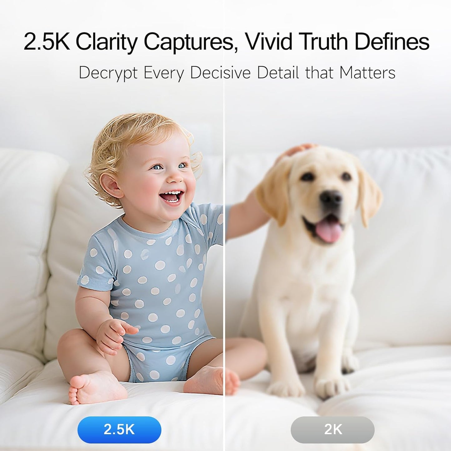 2.5K Pet/Dog Camera with Speaker/Phone App, No-Monthly-Fee AI Person/Pet/Cry Detection Security Camera Indoor, PTZ 2.4GHz WiFi Baby Monitor Cameras for Home Security, Night Vision, 2-Way Talk