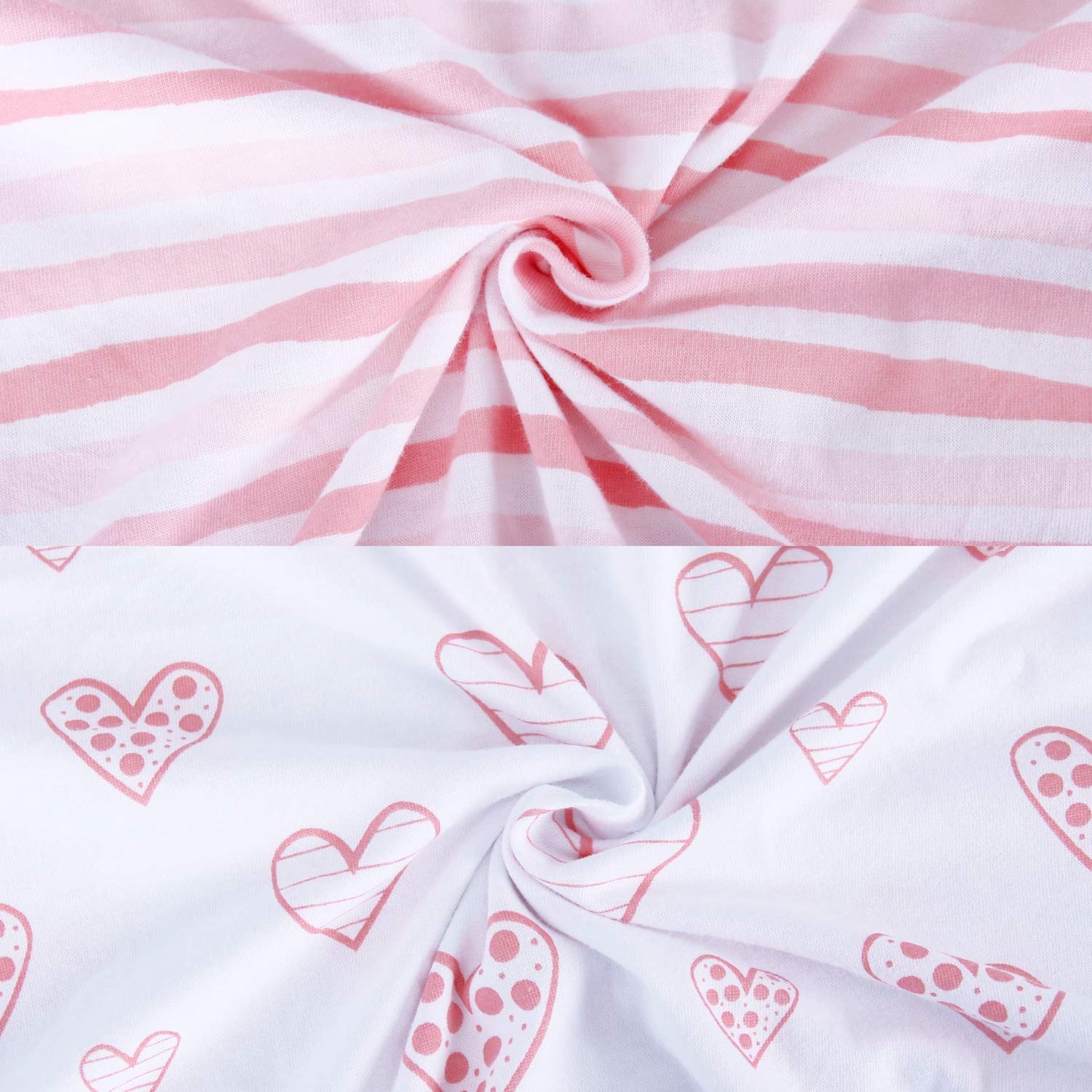 Bassinet Sheets Compatible with Baby Delight Snuggle Nest Bassinet, 2 Pack, 100% Jersey Knit Cotton Bassinet & Bedside Sleeper Sheets, Pink Stripes and Hearts Print for Baby