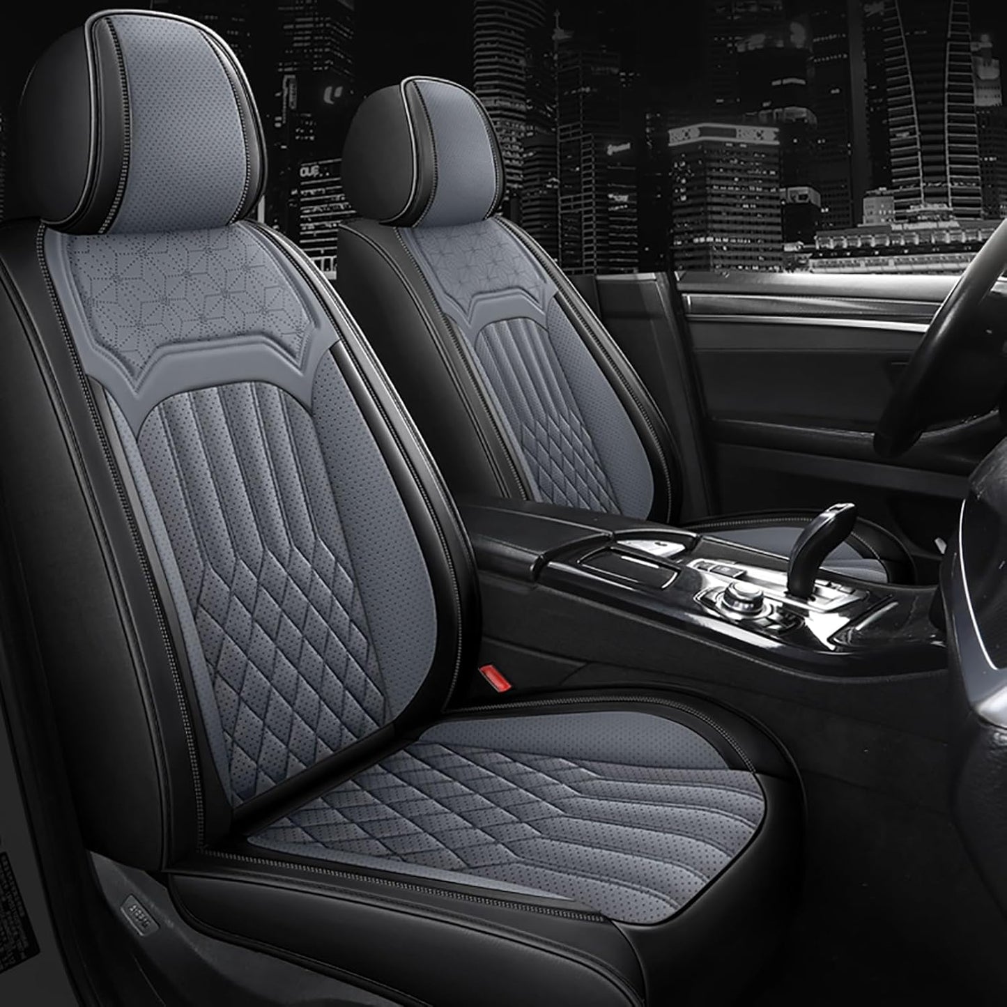 Car Seat Covers for Chevy Impala Limited 2014-2016 napa Leather Seat Covers, Waterproof Non-Slip Car Seat Protectors, Comfortable Seat Cover Adaptive Airbags（Black+Gray, 2 PCS Front）