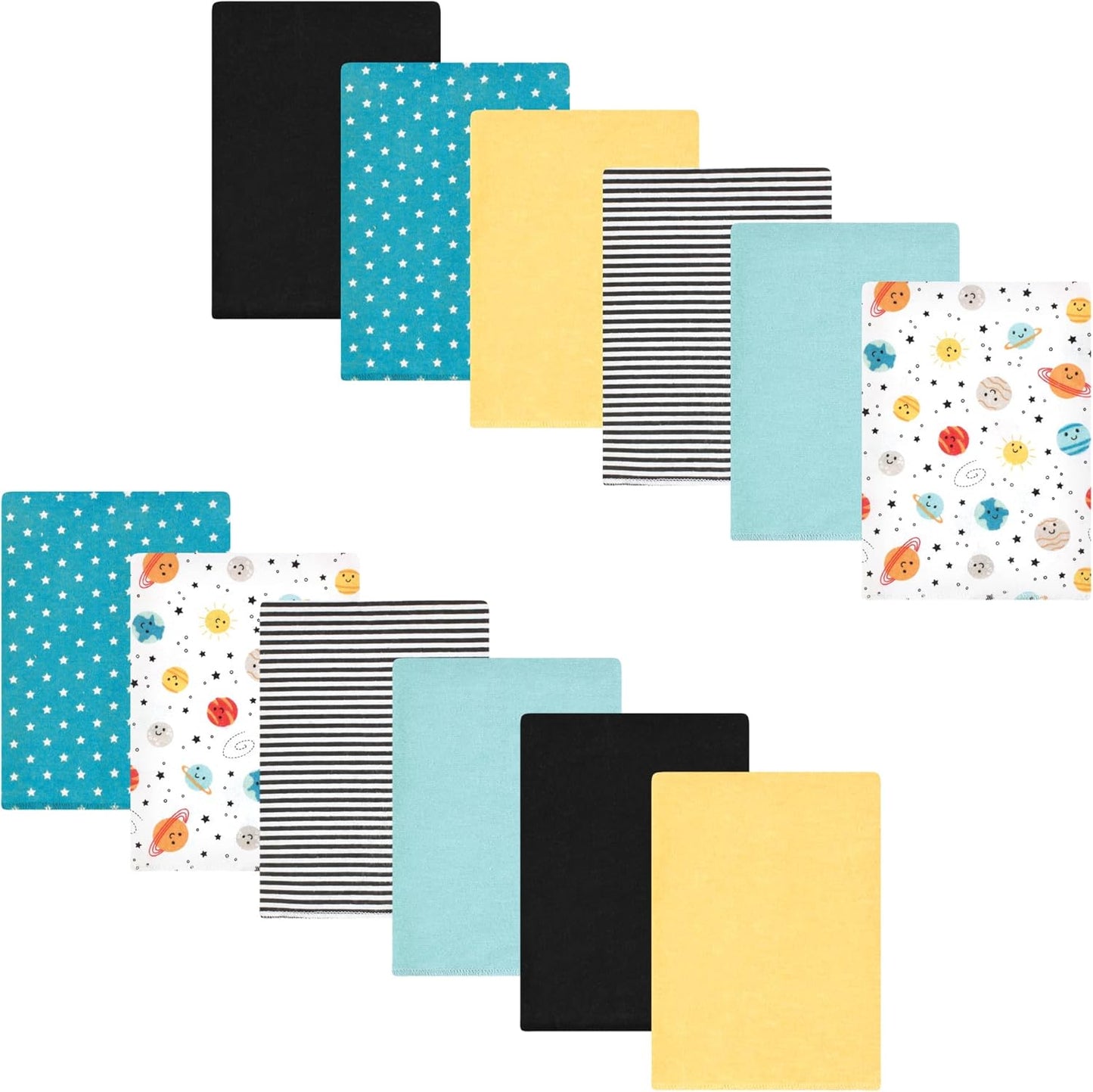 Luvable Friends Hudson Baby Flannel Burp Cloths 12pk, Planets