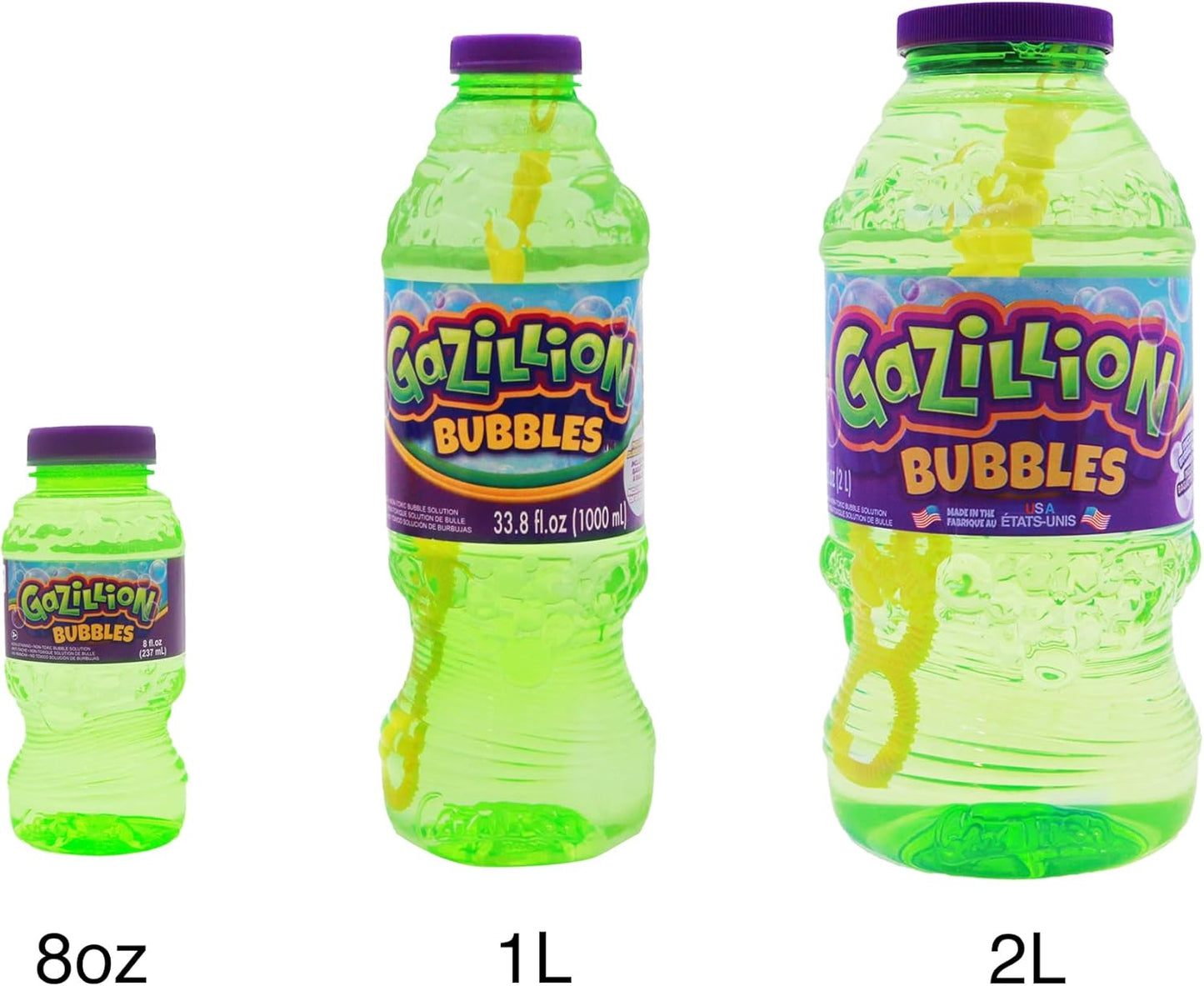 Gazillion Bubbles, Original Bubble Solution 1L - Create Bubbles with Premium Formula & 7-in-1 Bubble Wand - Non-Toxic & Safe