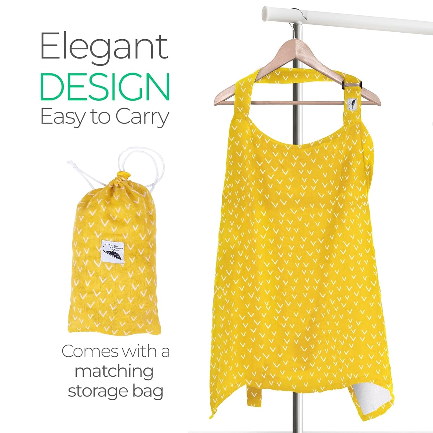 San Francisco Baby Nursing Cover, Breathable 360° Nursing Cover Up, Privacy Breastfeeding Blanket - Luxury Yellow