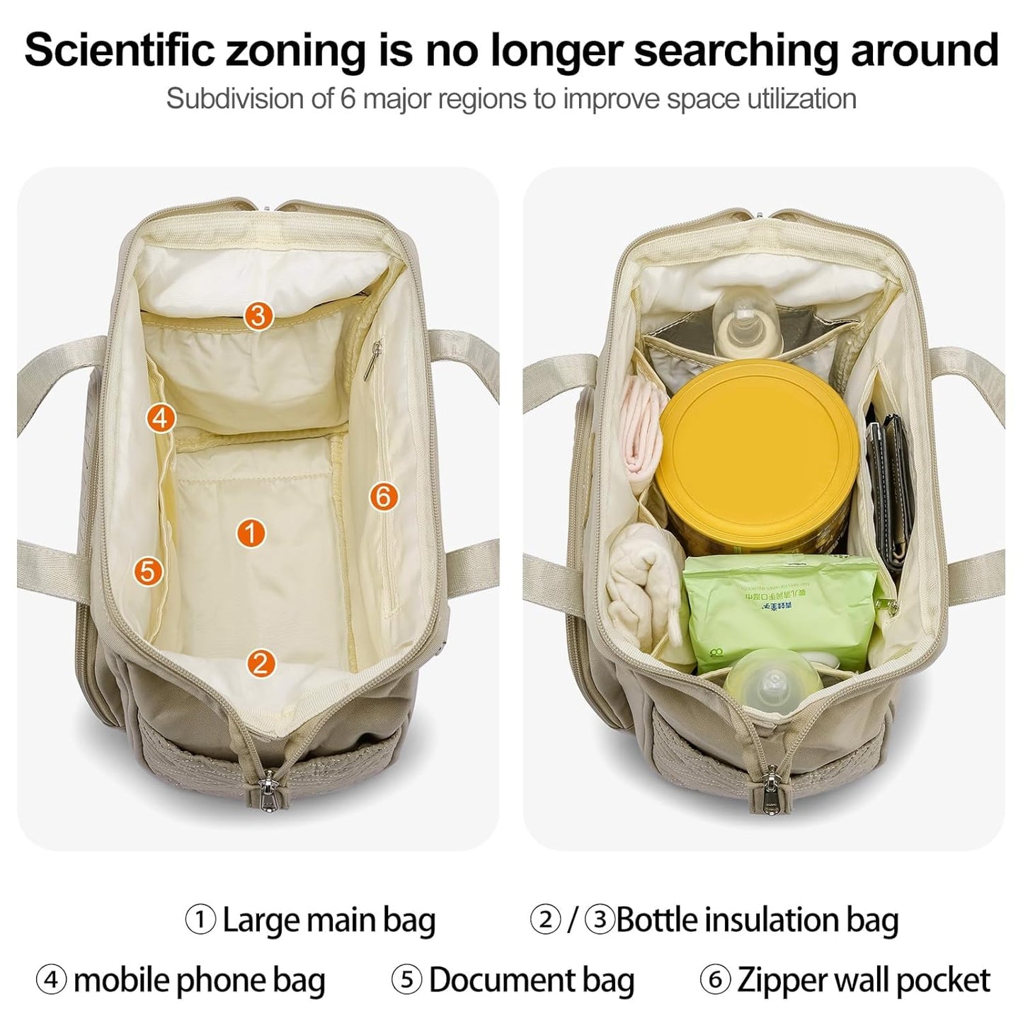 Small Diaper Bag Backpack Diaper Tote Bag, Waterproof Multi-Function Mini Tote Maternity Bags Travel Backpacks with Insulated Pockets for Mom, Apricot