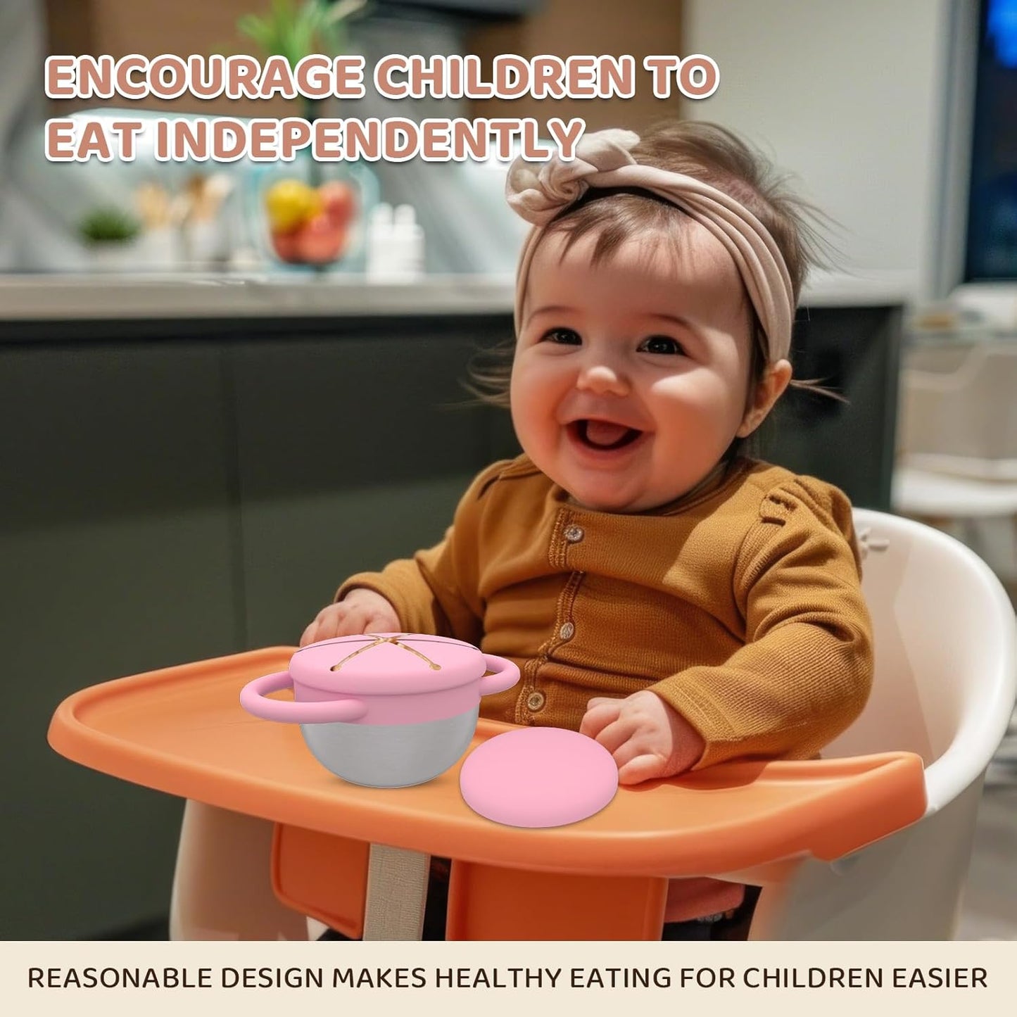 Stainless Steel Snack Containers for Kids, 2 Pack Toddler Snack Containers with Silicone Lids & Handles, Safe and Durable, Snack Cups for Toddlers Spill Proof