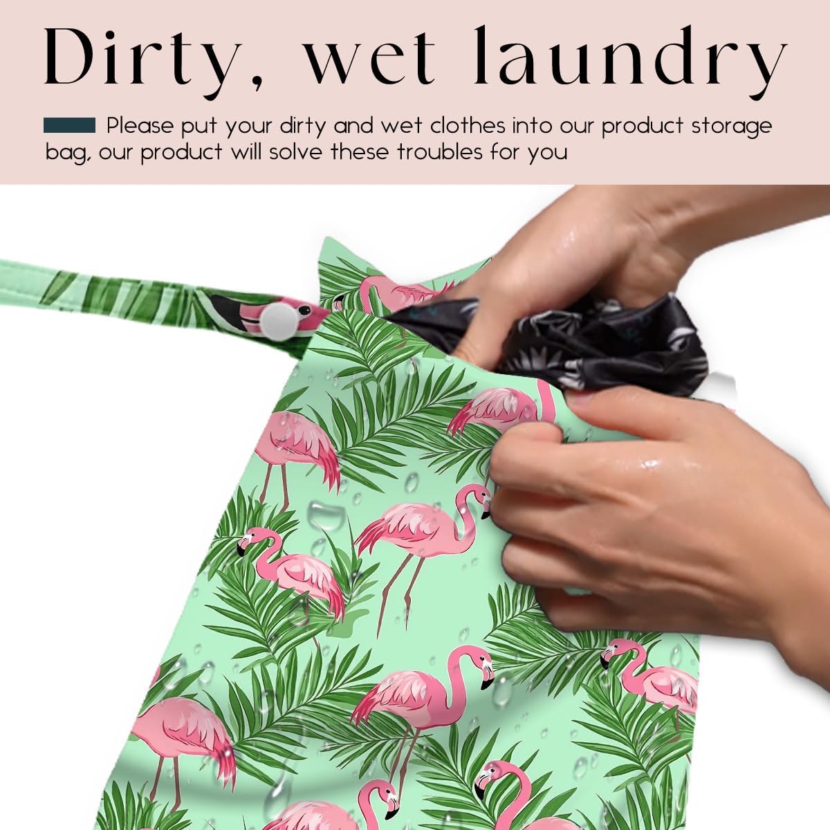 4 Pack Wet Bag for Swimsuit, Beach Travel Essentials Wet Dry Bag, for Sunscreen Toiletry Dirty Clothes Yoga Gym Diaper, Friend Summer Beach Vacation Gifts. Flamingo Series