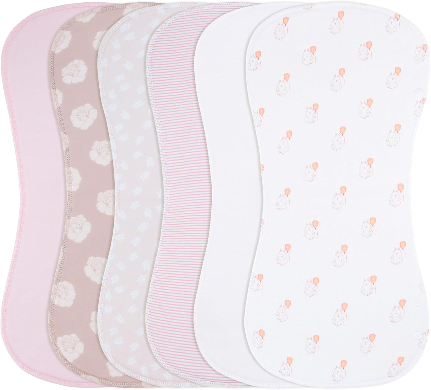 2-in-1 Burp Cloths and Baby Bibs - 6 Pack Large Super Absorbent Soft Cotton Burping Cloths for Spit Up, 3 Layers Thick Baby Burp Rags for Girls & Boys