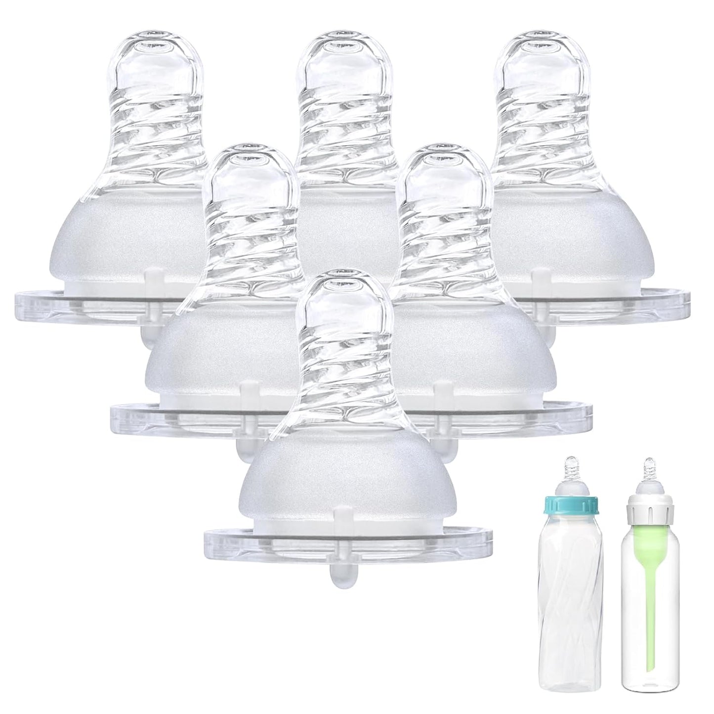 6-Count Silicone Bottle Nipples for Dr. Brown's Narrow Bottles and Evenflo Feeding Classic Standard Neck Bottles, Breast-Like, Anti-Colic Valve, Slow Flow, 1m+