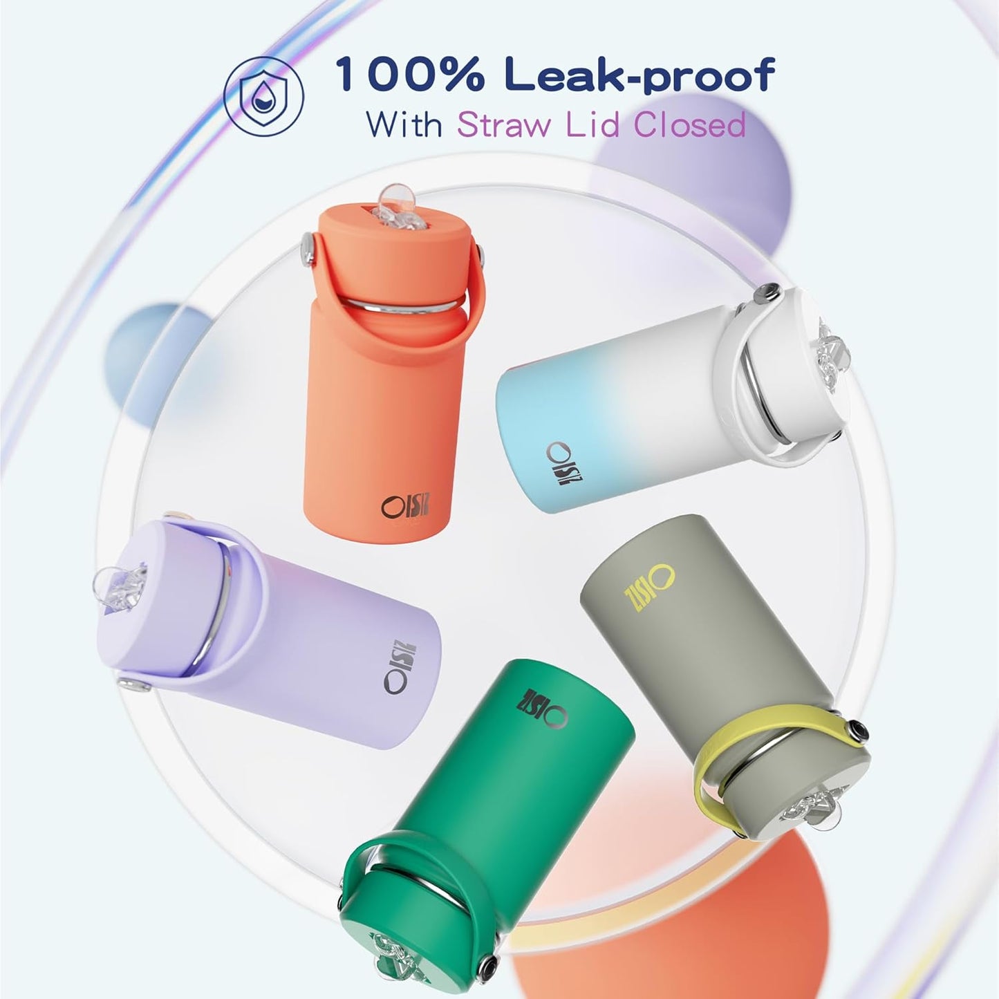 OISIZ Kids Water Bottle with Straw Lid 14oz, Vacuum Insulated 316 Stainless Steel Water Bottles for Kids for School, Leakproof Water Bottle, BPA Free and Keep Cold for 24 Hours